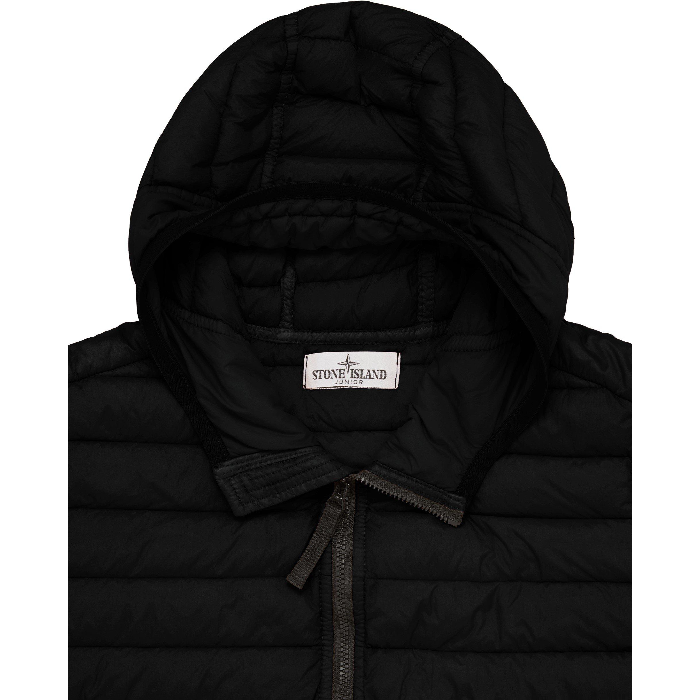 Nero V0029 - Stone Island - Kids' Hooded Recycled Nylon Down Short Puffer Jacket - 3