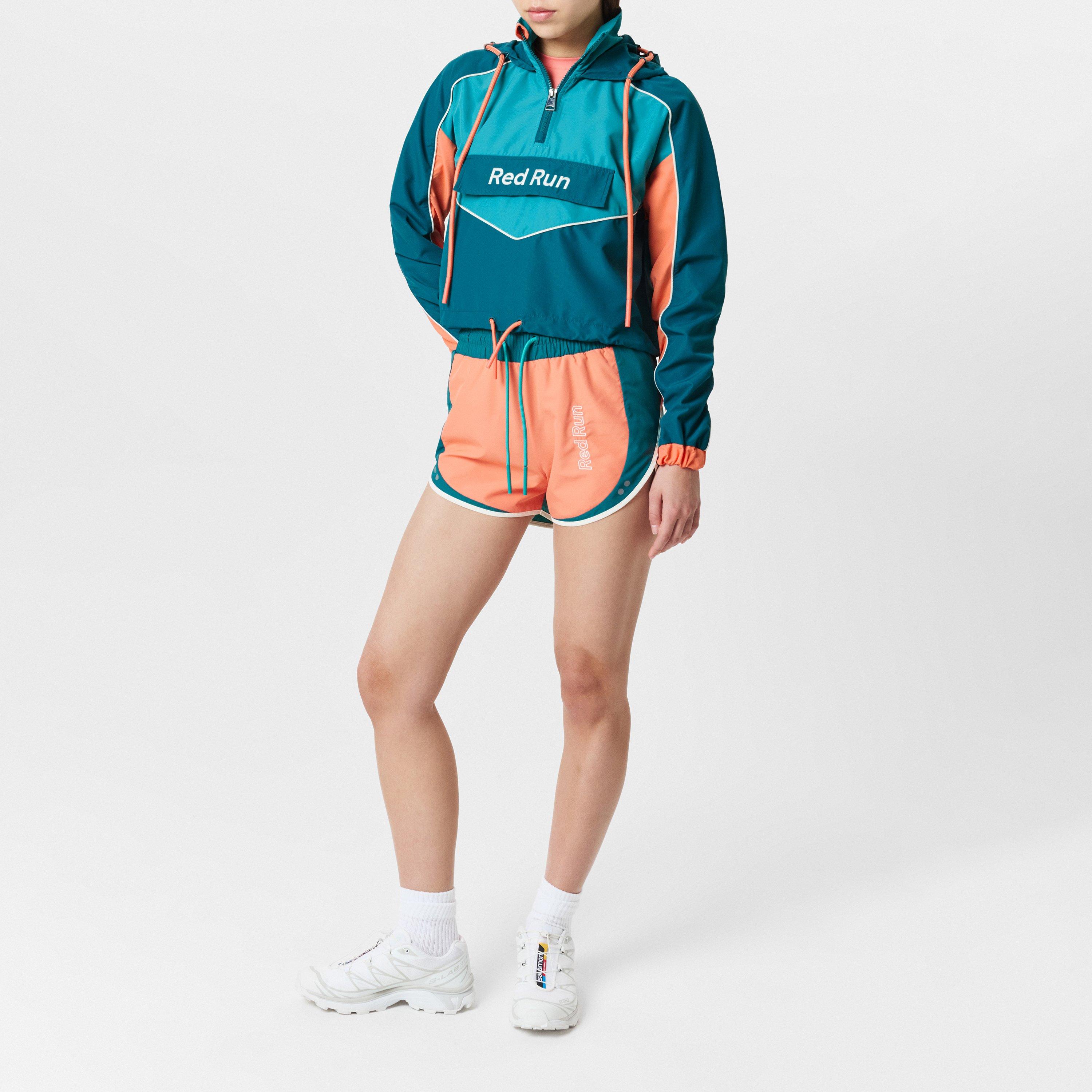 Earth Green - Red Run - Women's  Cropped Hooded Long Sleeve Windbreaker - 6