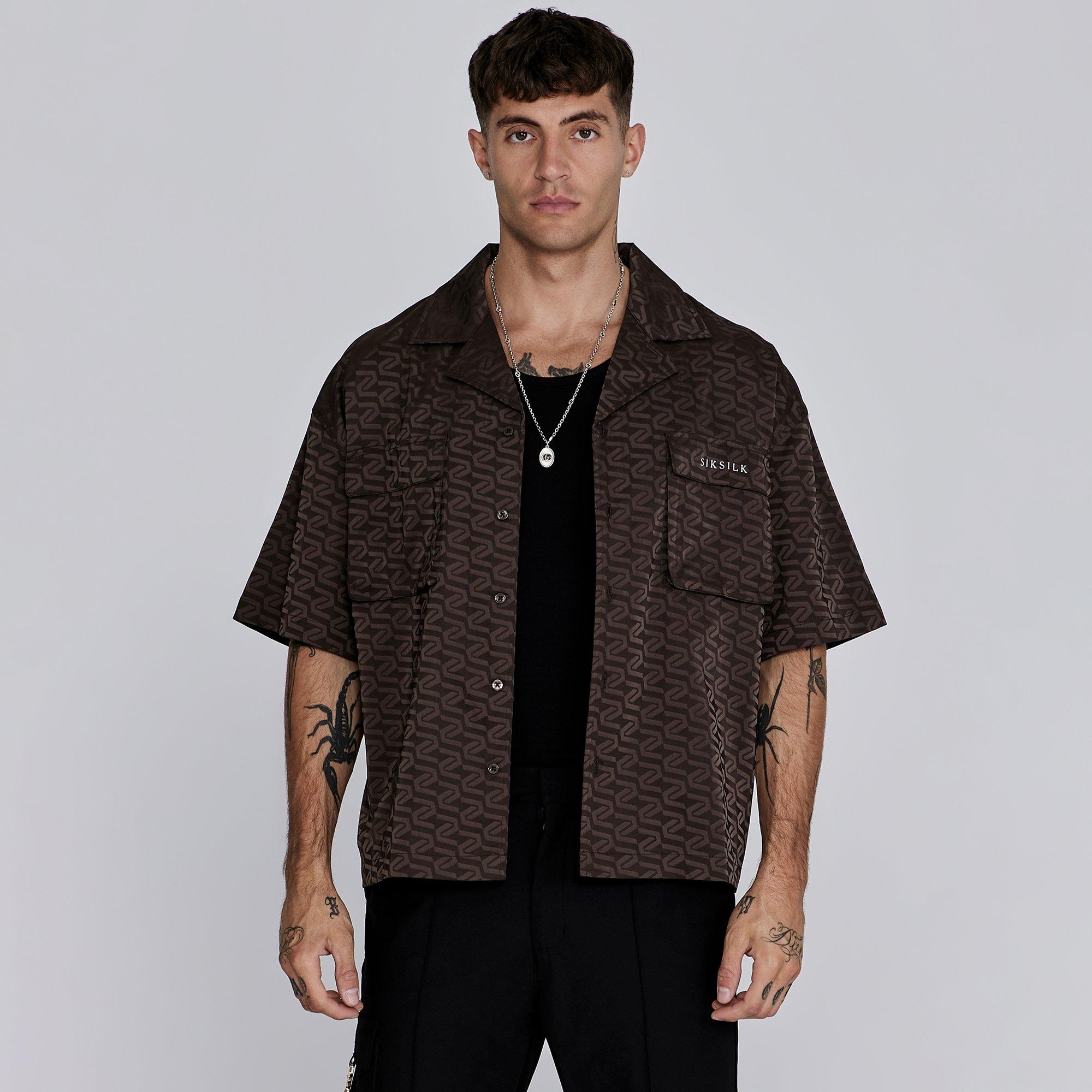Brown - SikSilk - Men's Utility Overshirt - 1