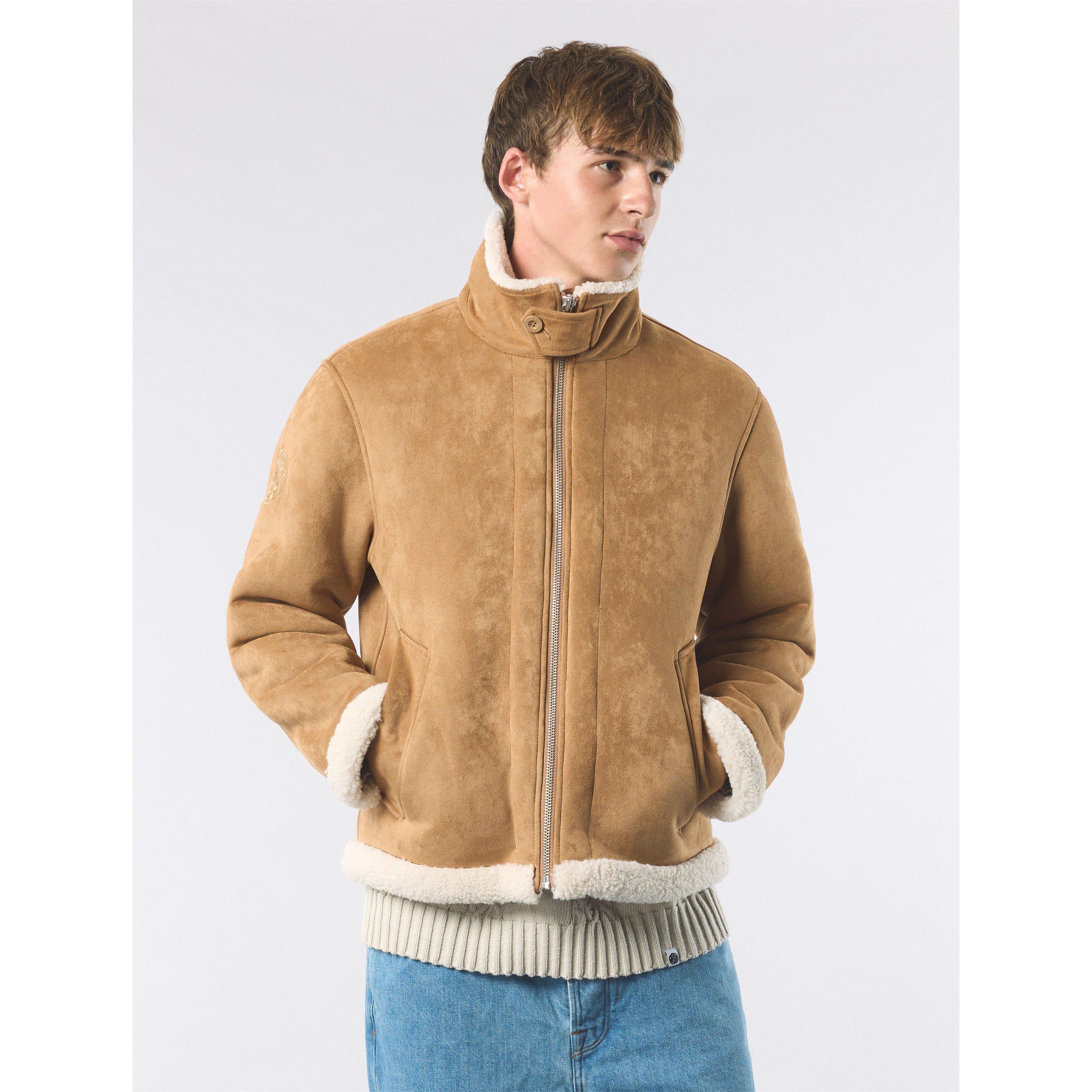 Taupe - Pretty Green - Men's Ashcroft Flight Shearling Jacket - 2