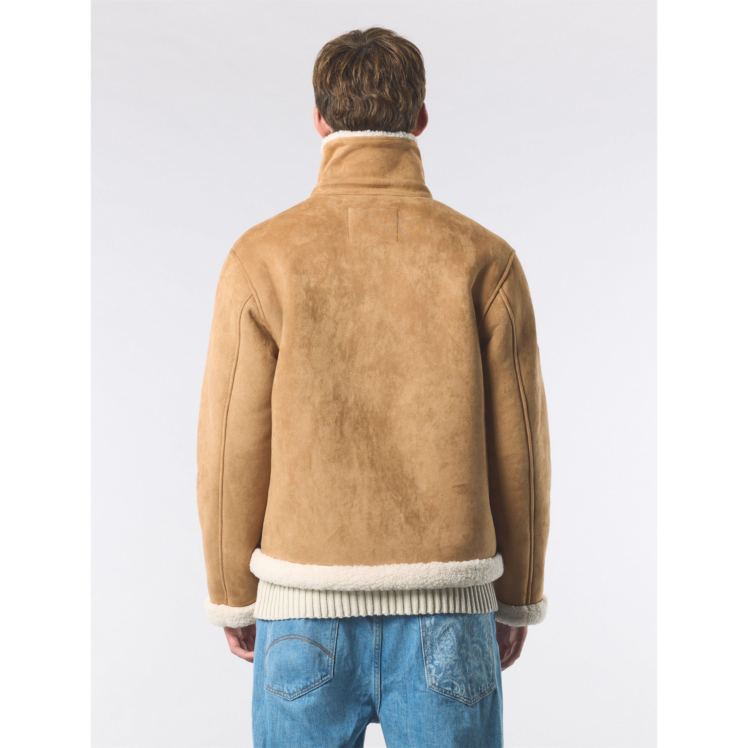 Taupe - Pretty Green - Men's Ashcroft Flight Shearling Jacket - 3