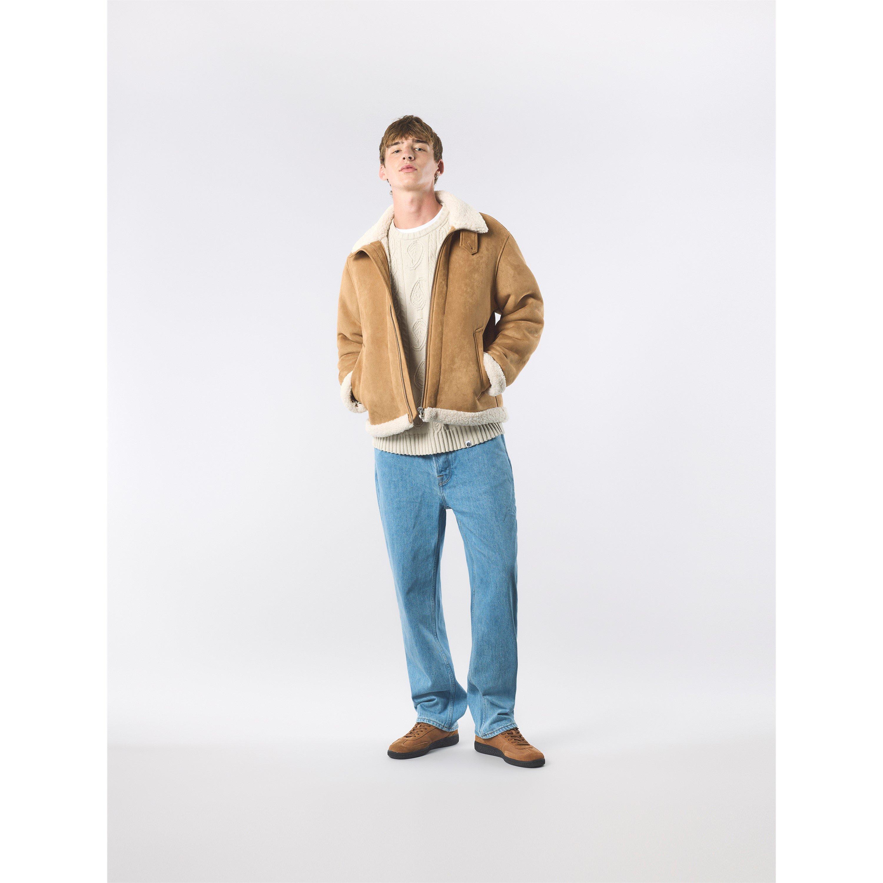 Taupe - Pretty Green - Men's Ashcroft Flight Shearling Jacket - 4