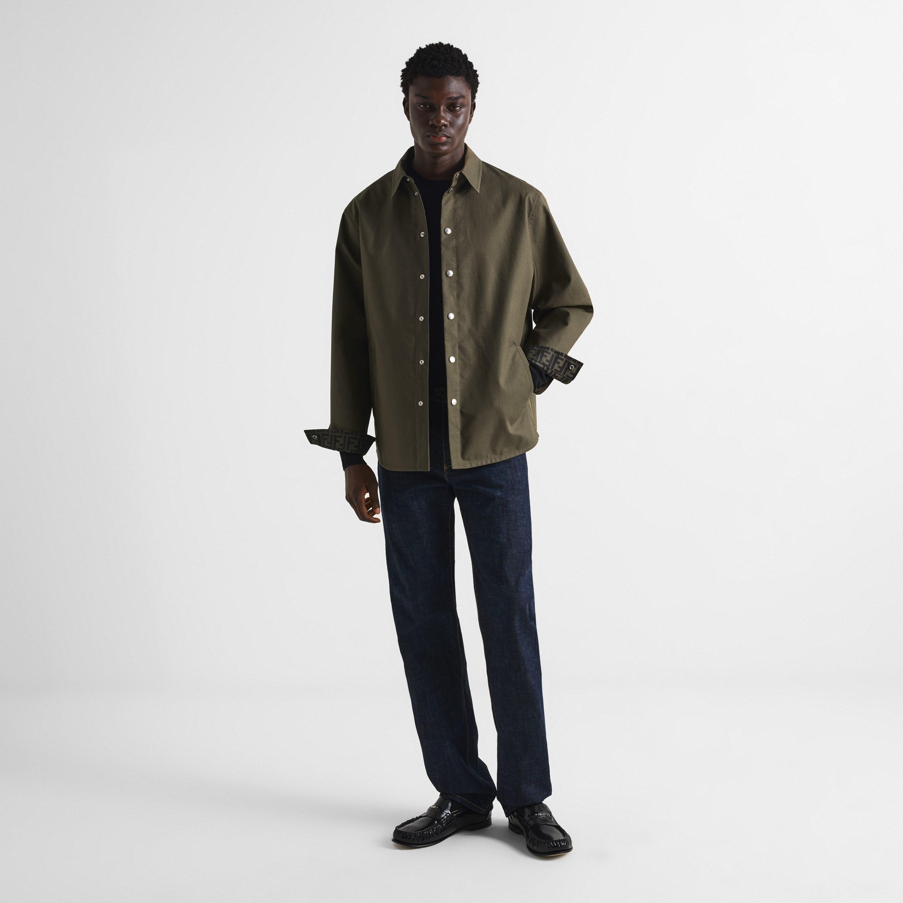 Green - Fendi - Men's FF Logo Waxed Overshirt - 6
