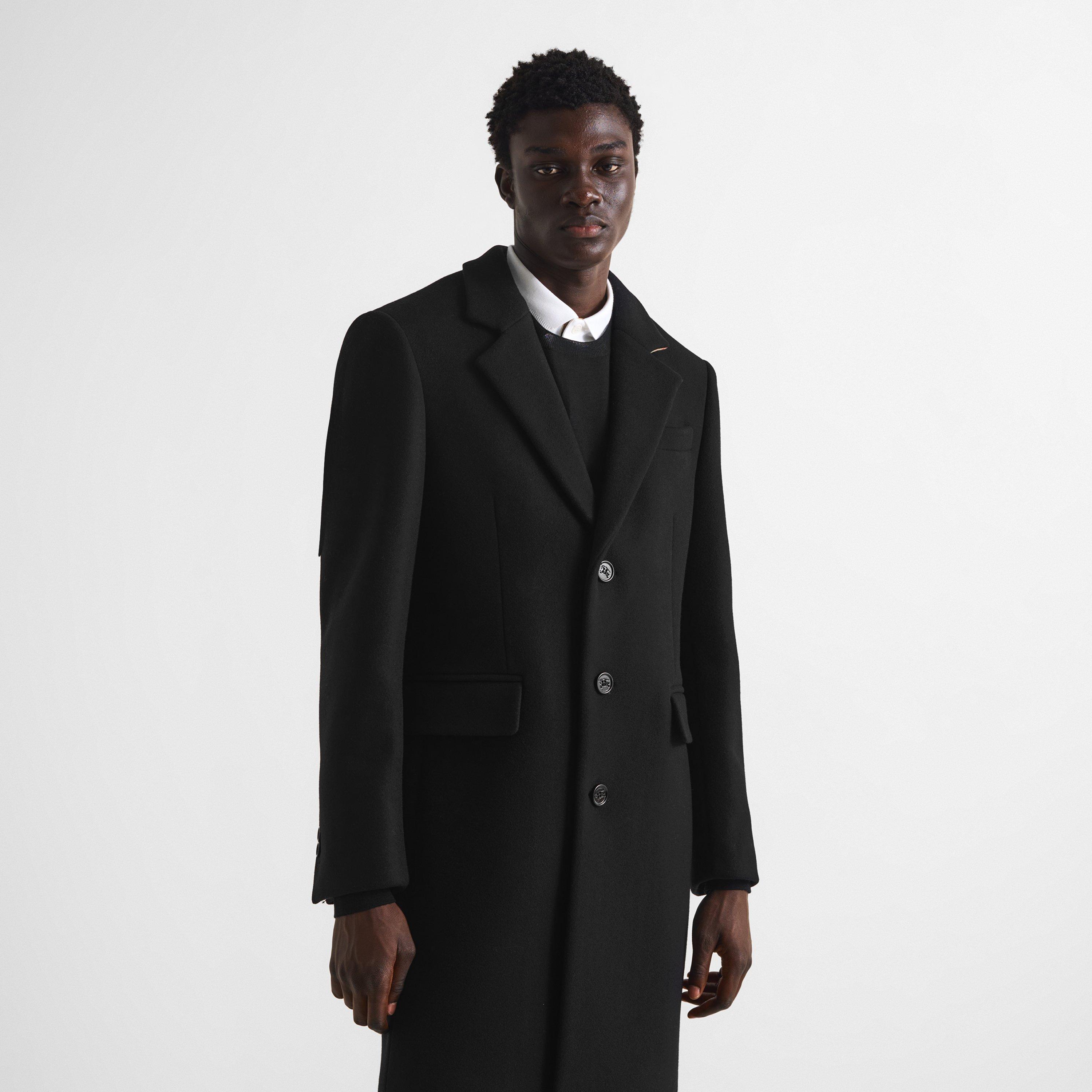 Black - Burberry - Men's Beverley Wool Slim-Fit Overcoat - 3