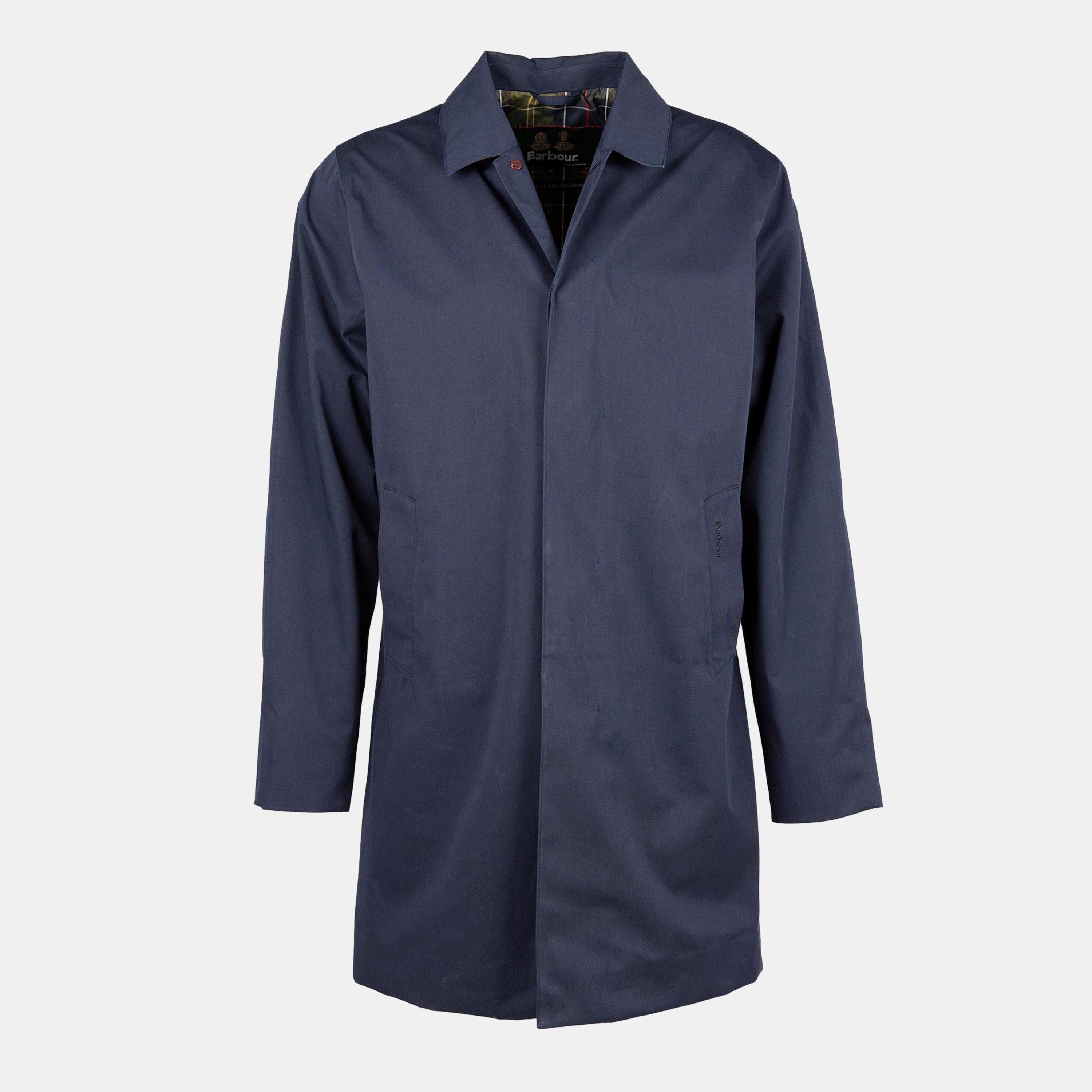 Navy NY71 - Barbour - Men's Lorden Waterproof Mid-Length Long Sleeve Mac - 1