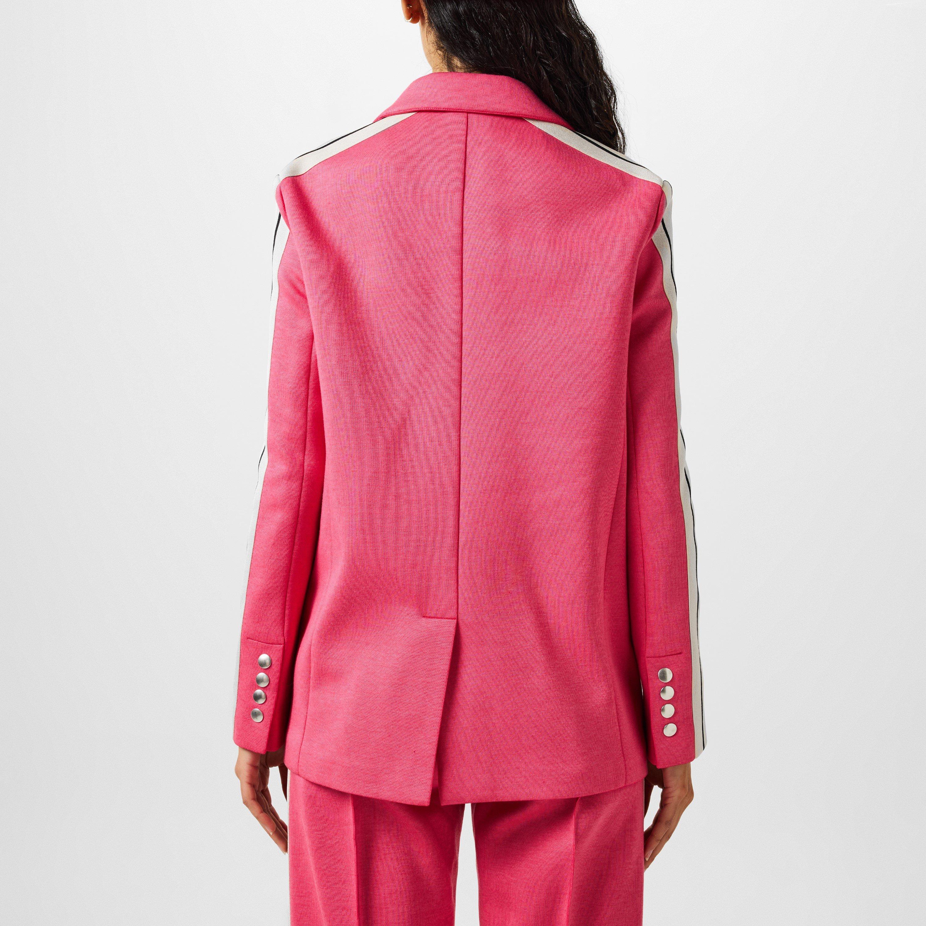 Fuchsia/White - Palm Angels - Women's Track Button Long Sleeve Blazer - 3