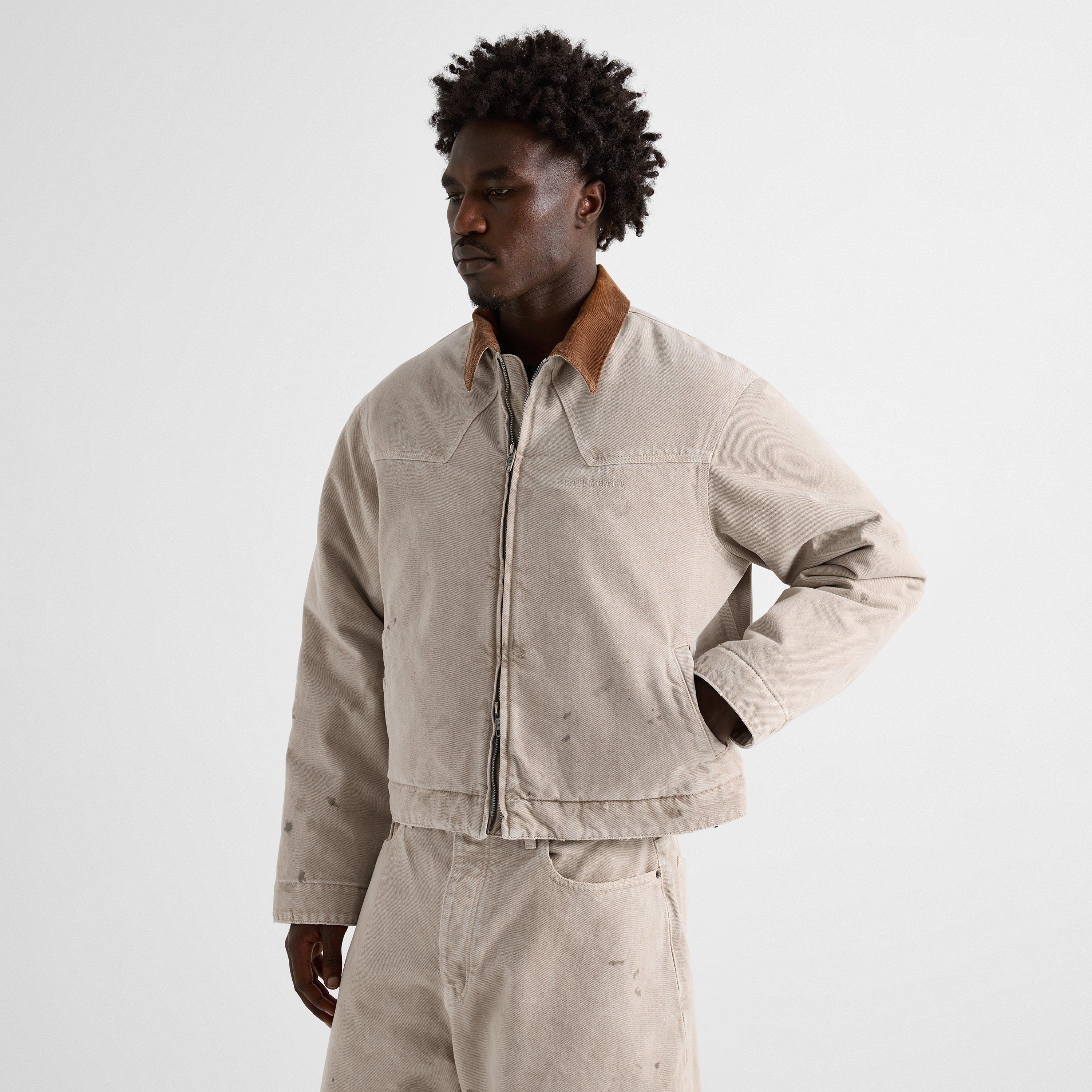 Beige - Balenciaga - Men's Workwear Oversized-Fit Cotton Denim Jacket - 3