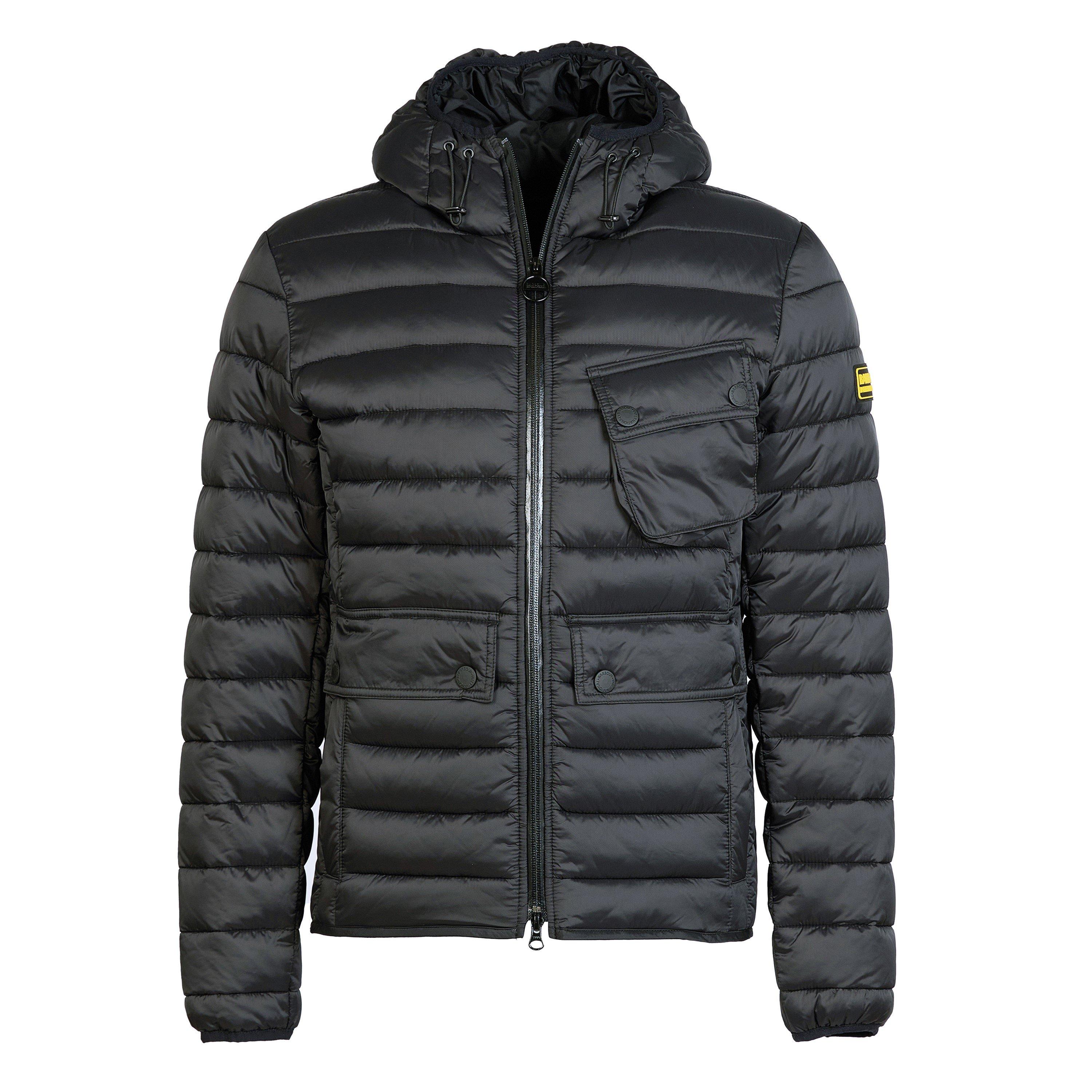 Black BK91 - Barbour International - Men's Racer Ouston Wind Resistant Long Sleeve Short Puffer Jacket - 9