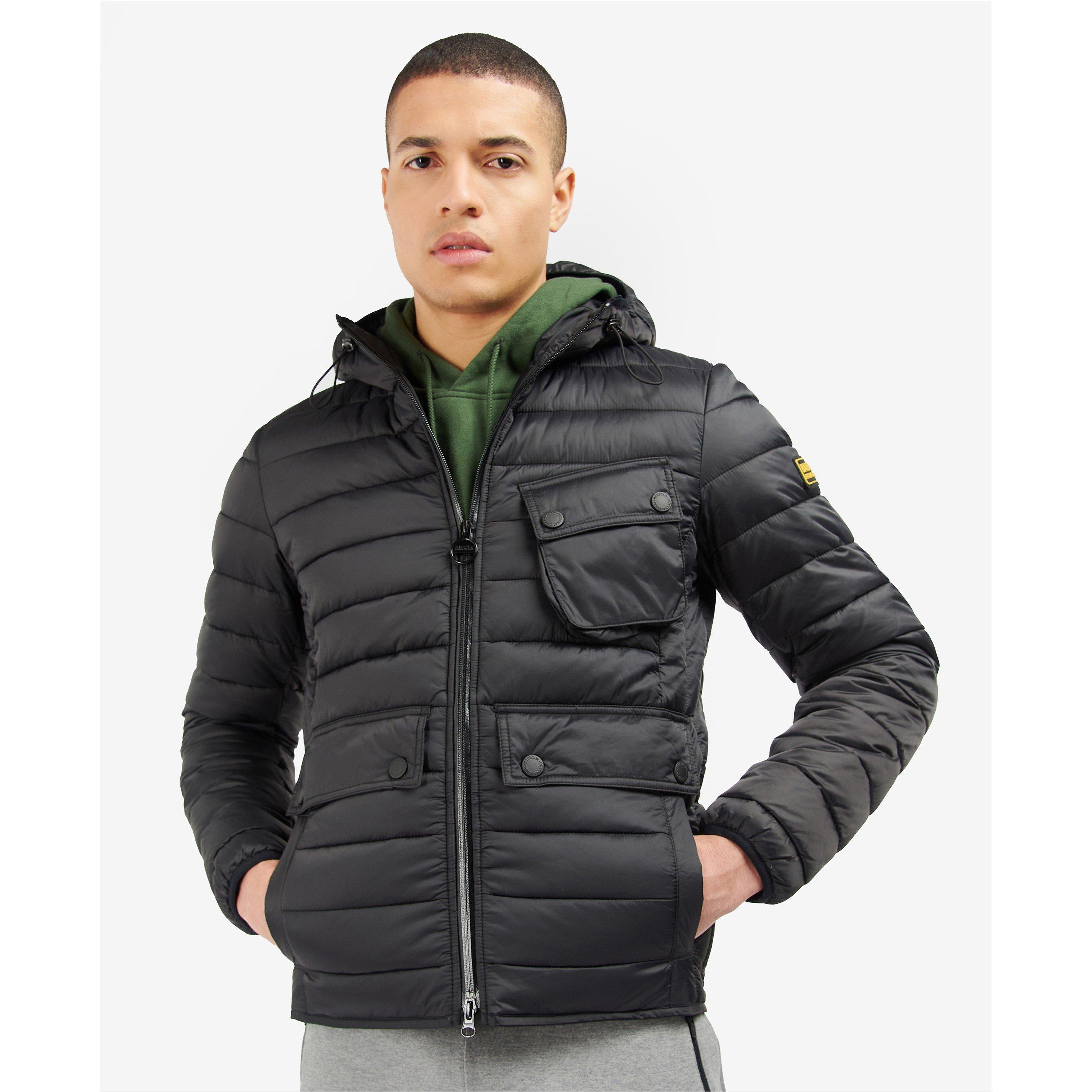 Black BK91 - Barbour International - Men's Racer Ouston Wind Resistant Long Sleeve Short Puffer Jacket - 3