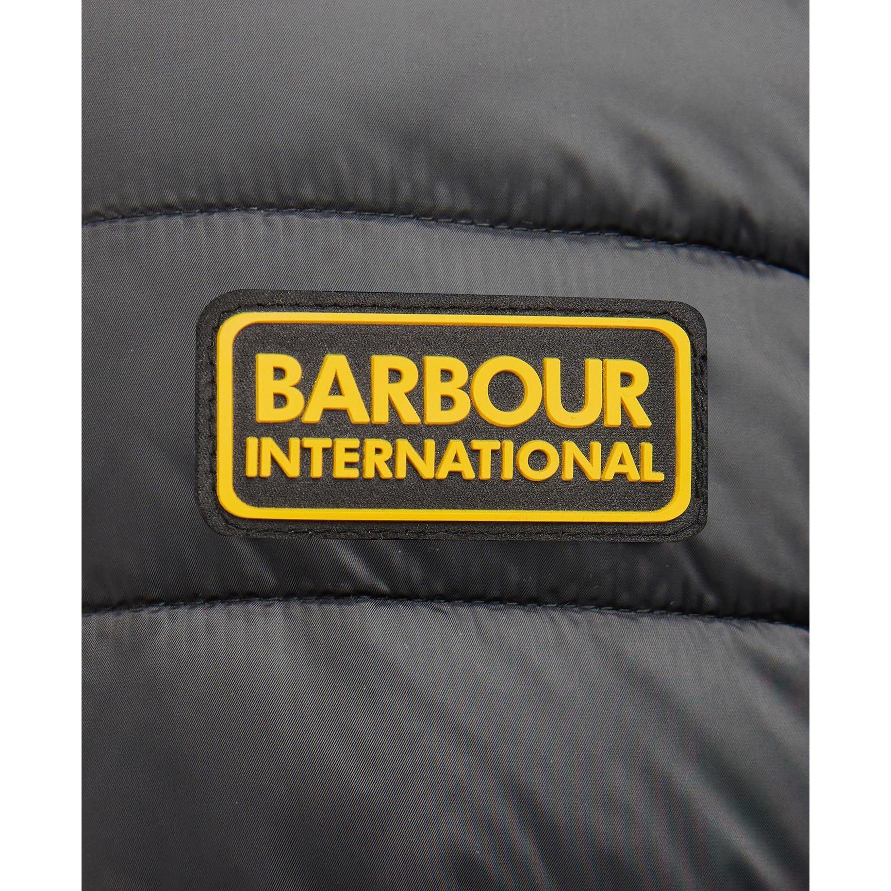 Black BK91 - Barbour International - Men's Racer Ouston Wind Resistant Long Sleeve Short Puffer Jacket - 6