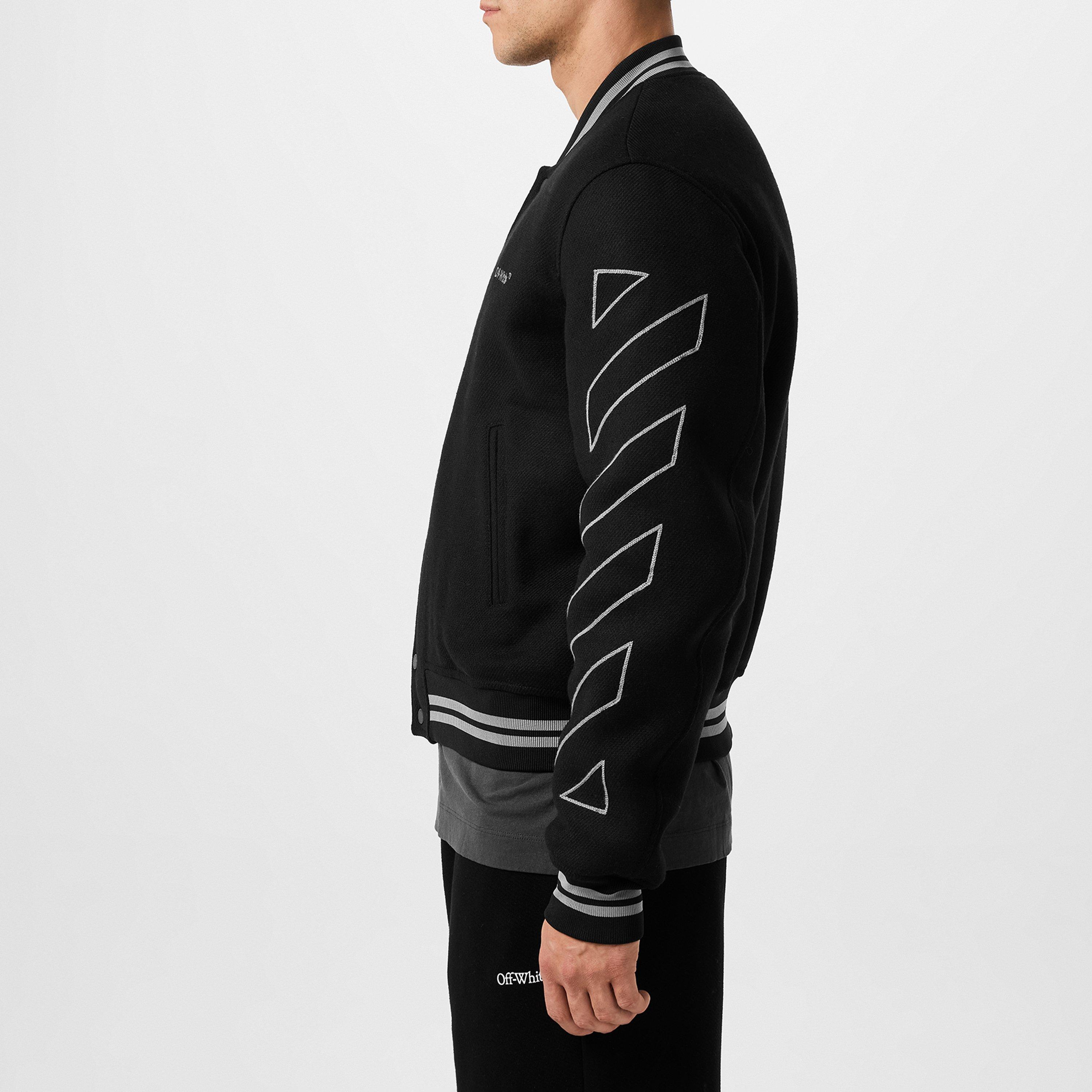 Black - Off White - Men's Off-White Wool Varsity Jacket - 2