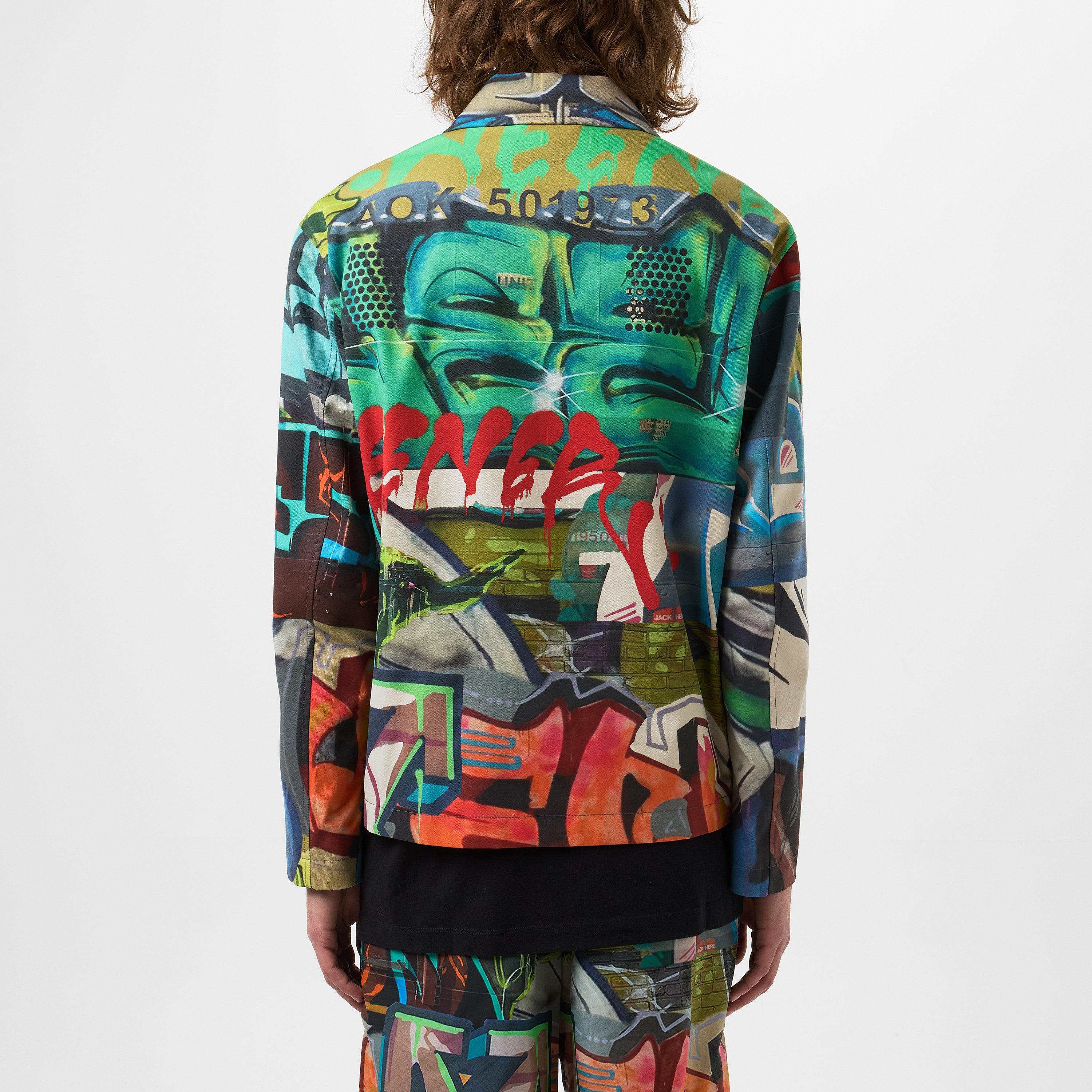 Ben/Multi - Off White - Men's Harrington Jacket, Multicoloured Graphic Print - 3