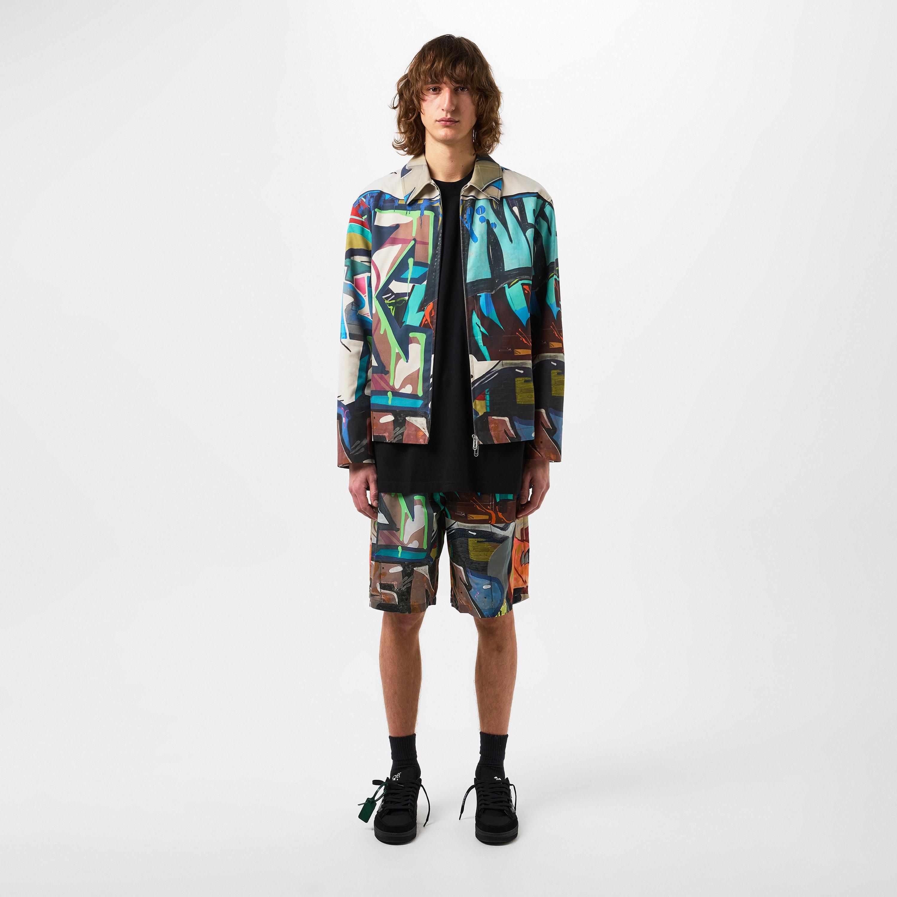 Ben/Multi - Off White - Men's Harrington Jacket, Multicoloured Graphic Print - 4