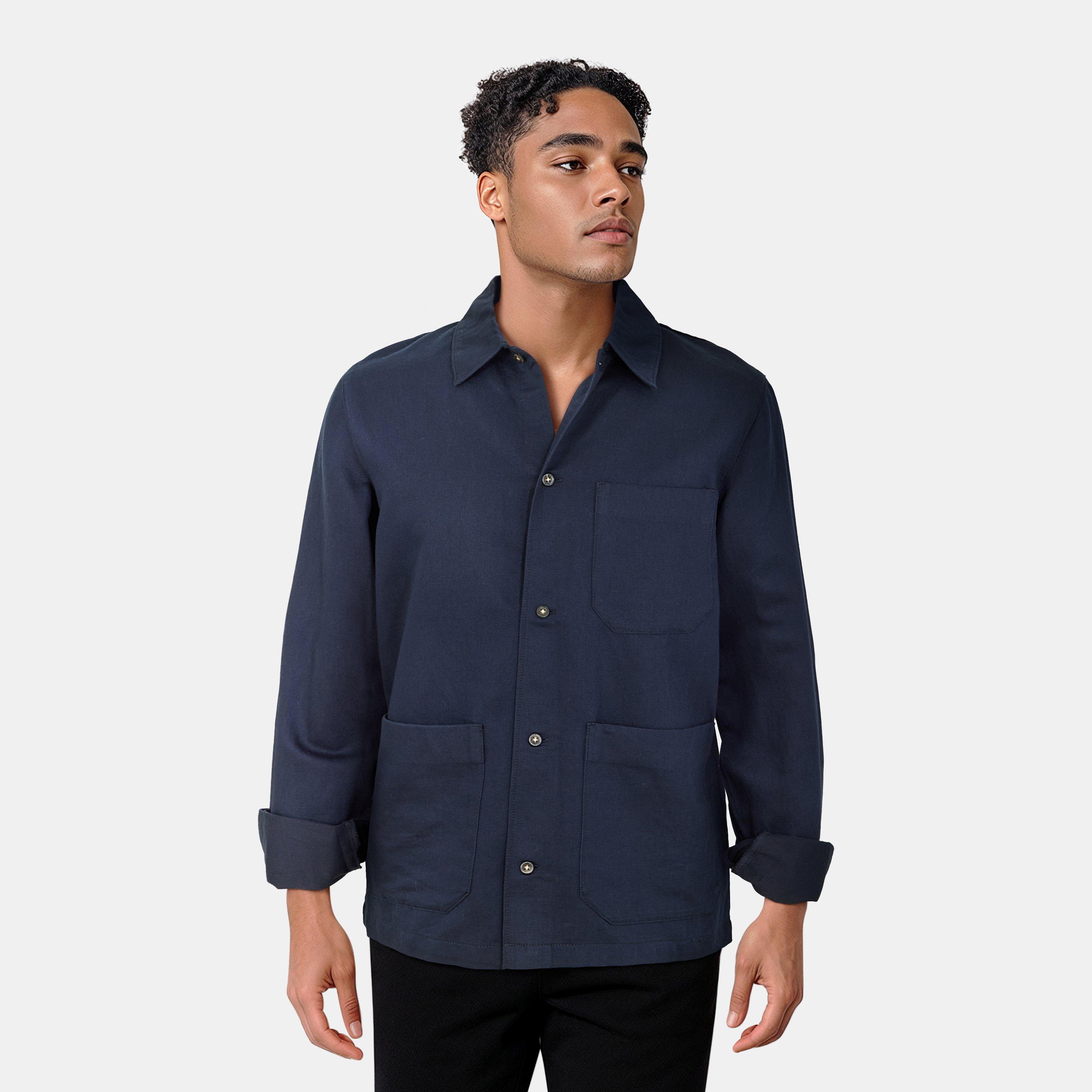 Mørkeblå - Lyle and Scott - Linen Blend Overshirt - 3