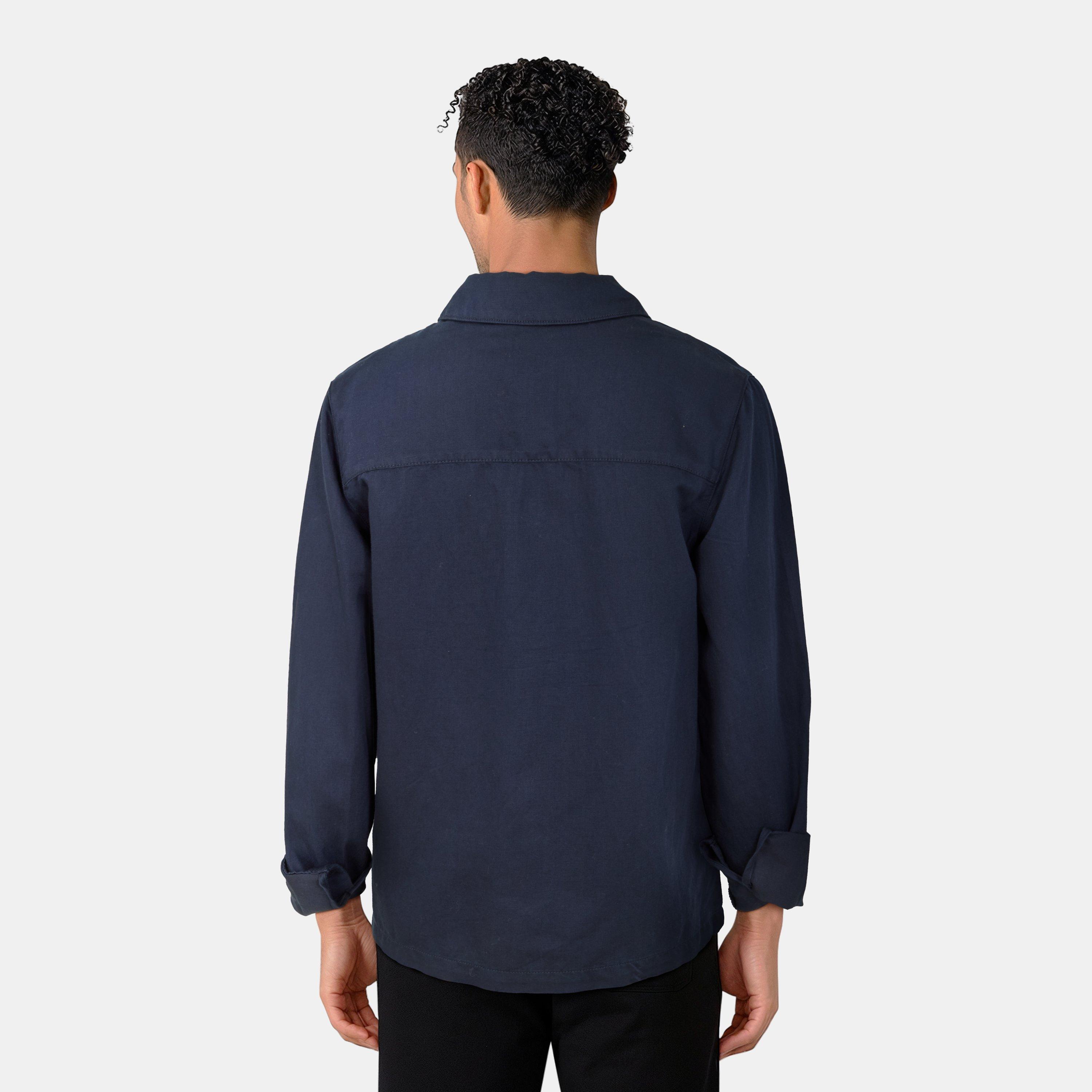 Mørkeblå - Lyle and Scott - Linen Blend Overshirt - 4