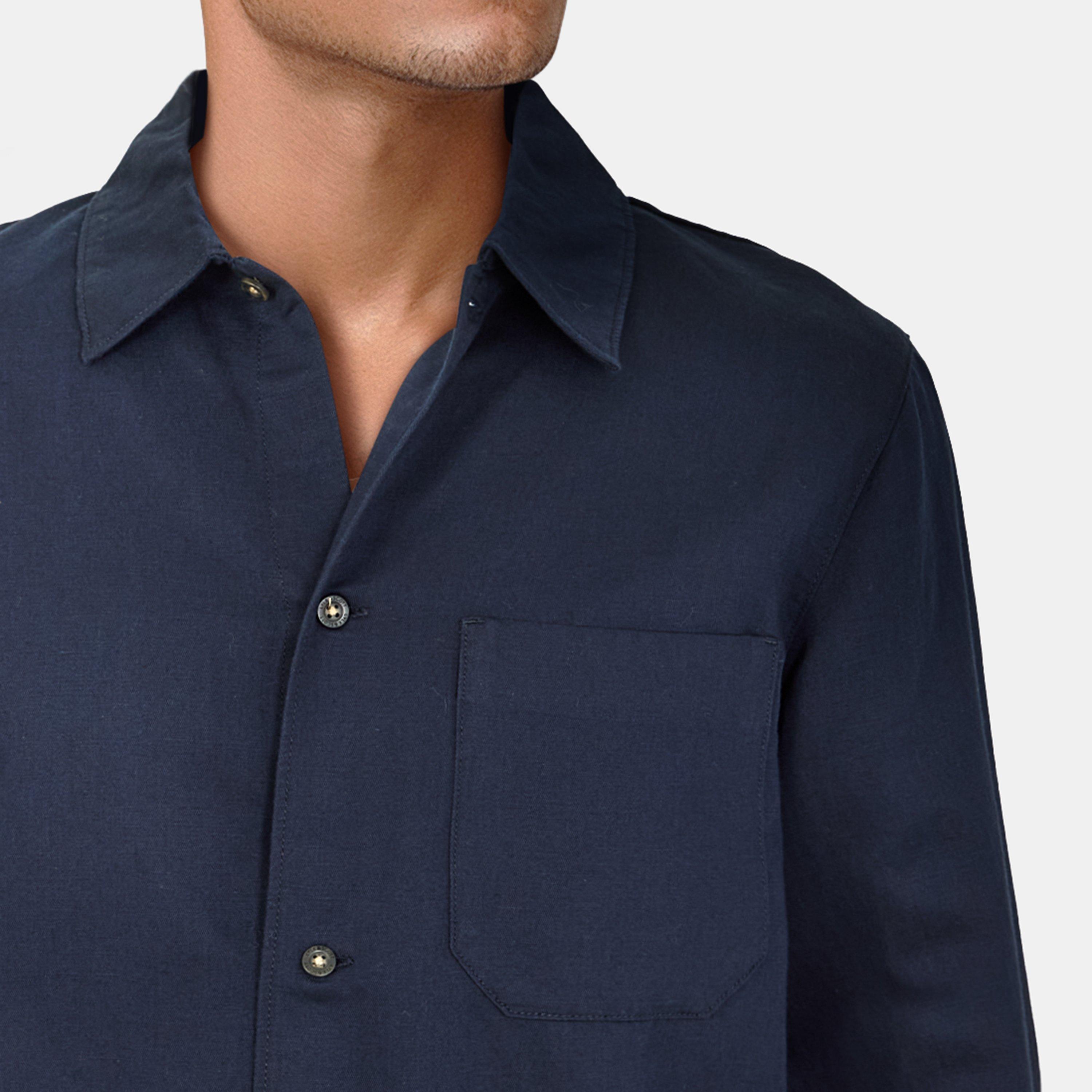 Mørkeblå - Lyle and Scott - Linen Blend Overshirt - 5