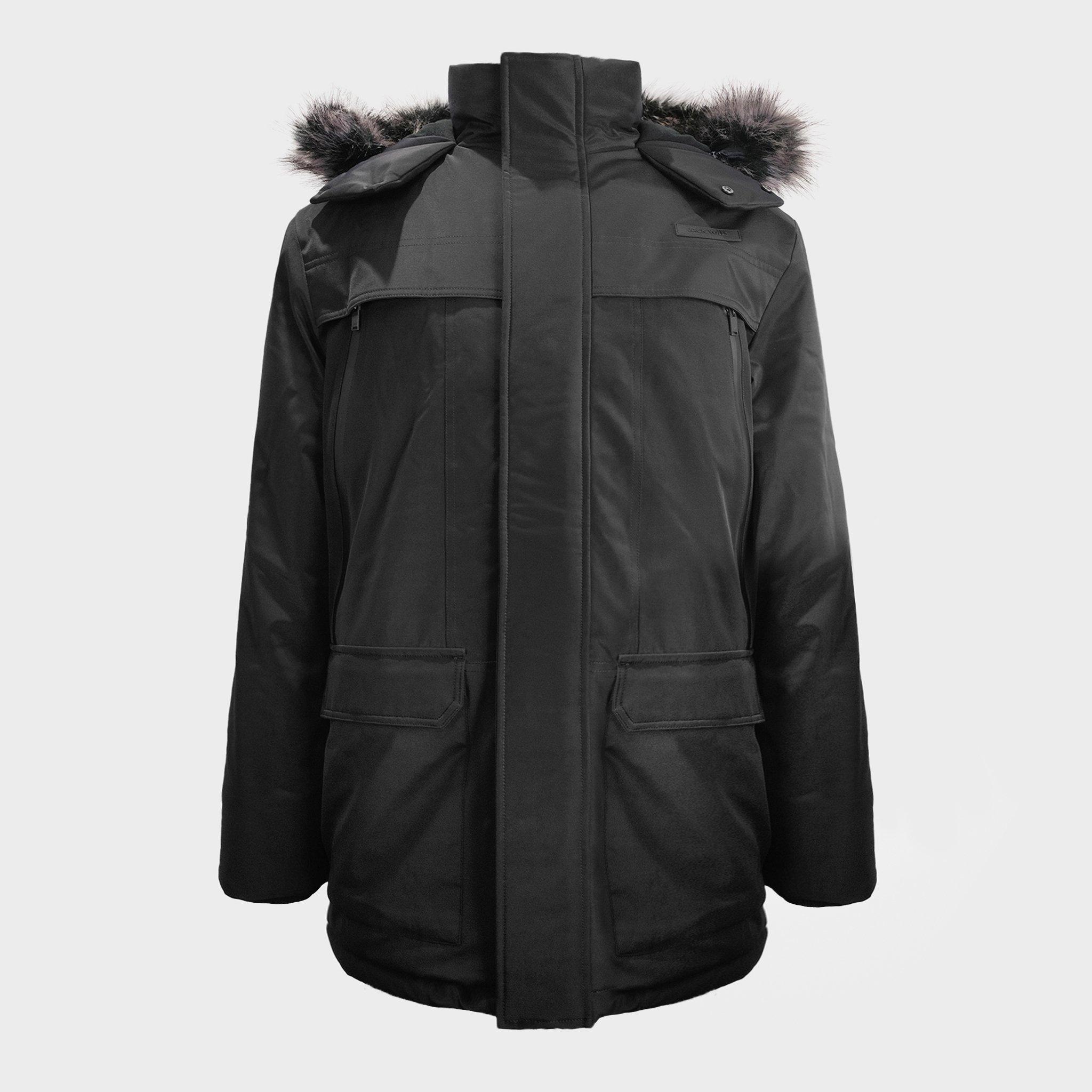 Black - Jack Wills - Men's Water Resistant Wind Resistant Faux Fur Hooded Parka - 1