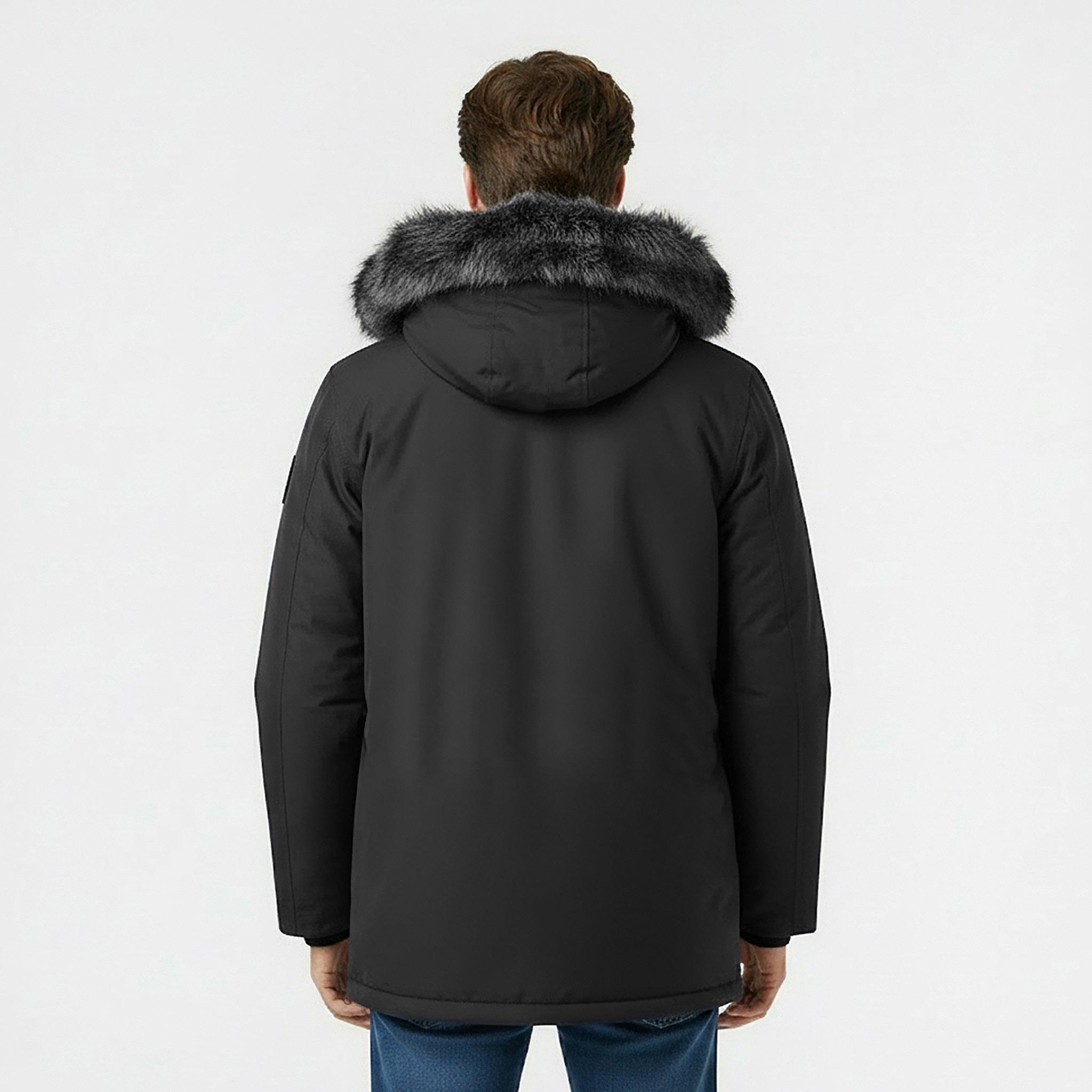 Black - Jack Wills - Men's  Water Resistant Wind Resistant Faux Fur Hooded Parka - 4