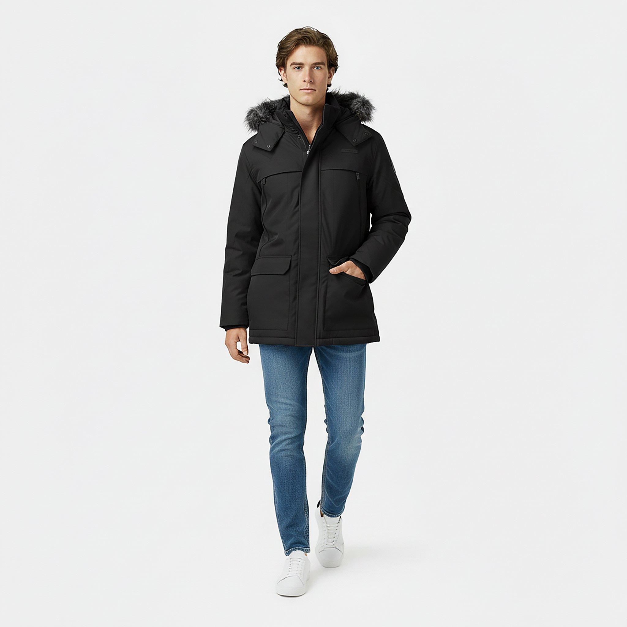 Jack Wills Men's Water Resistant Wind Resistant Faux Fur Hooded