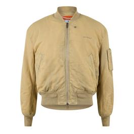 Off White Men's Bomber Jacket, Iconic Diagonal Stripes