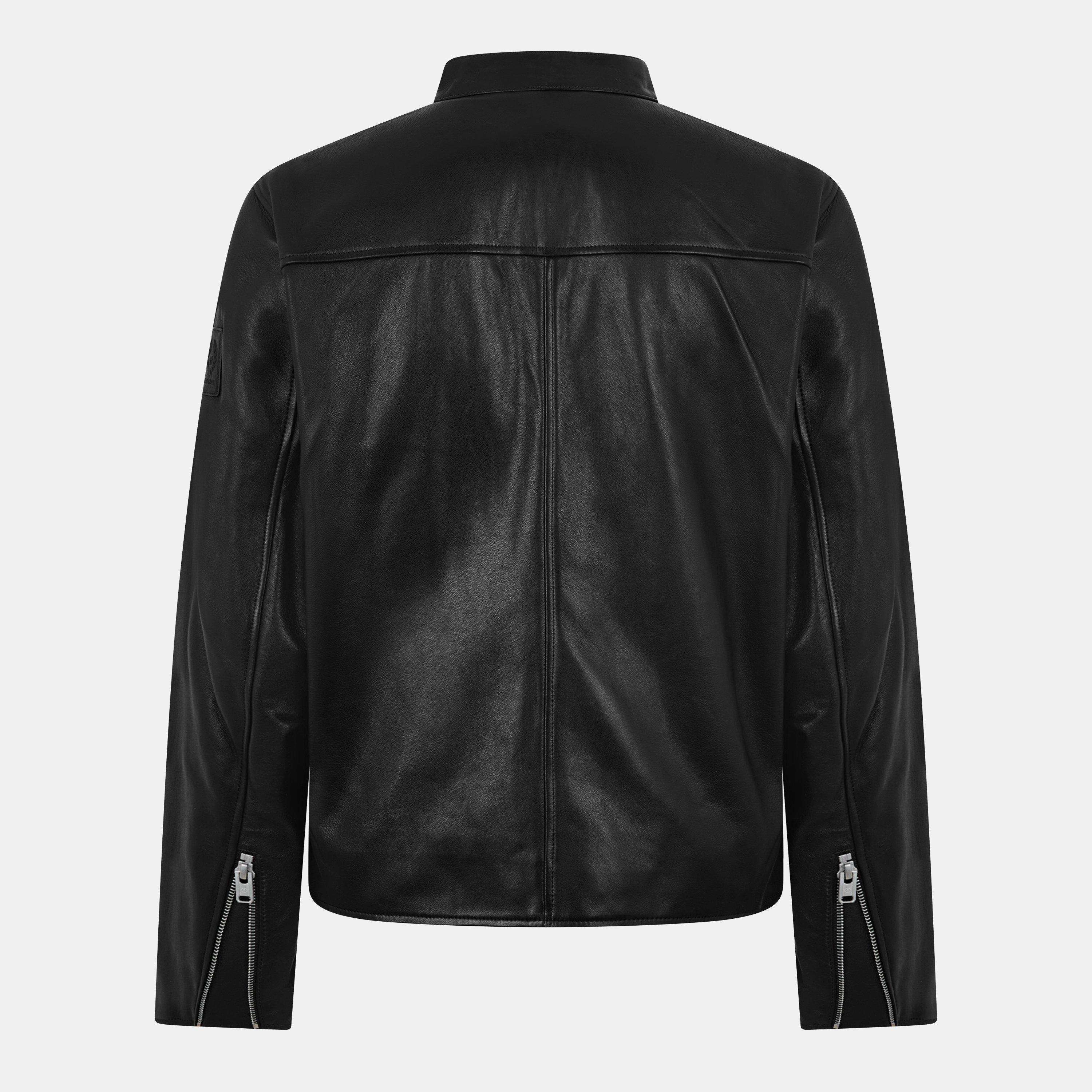 Black - Belstaff - Men's Track Racer Leather Tailored Fit Jacket - 2