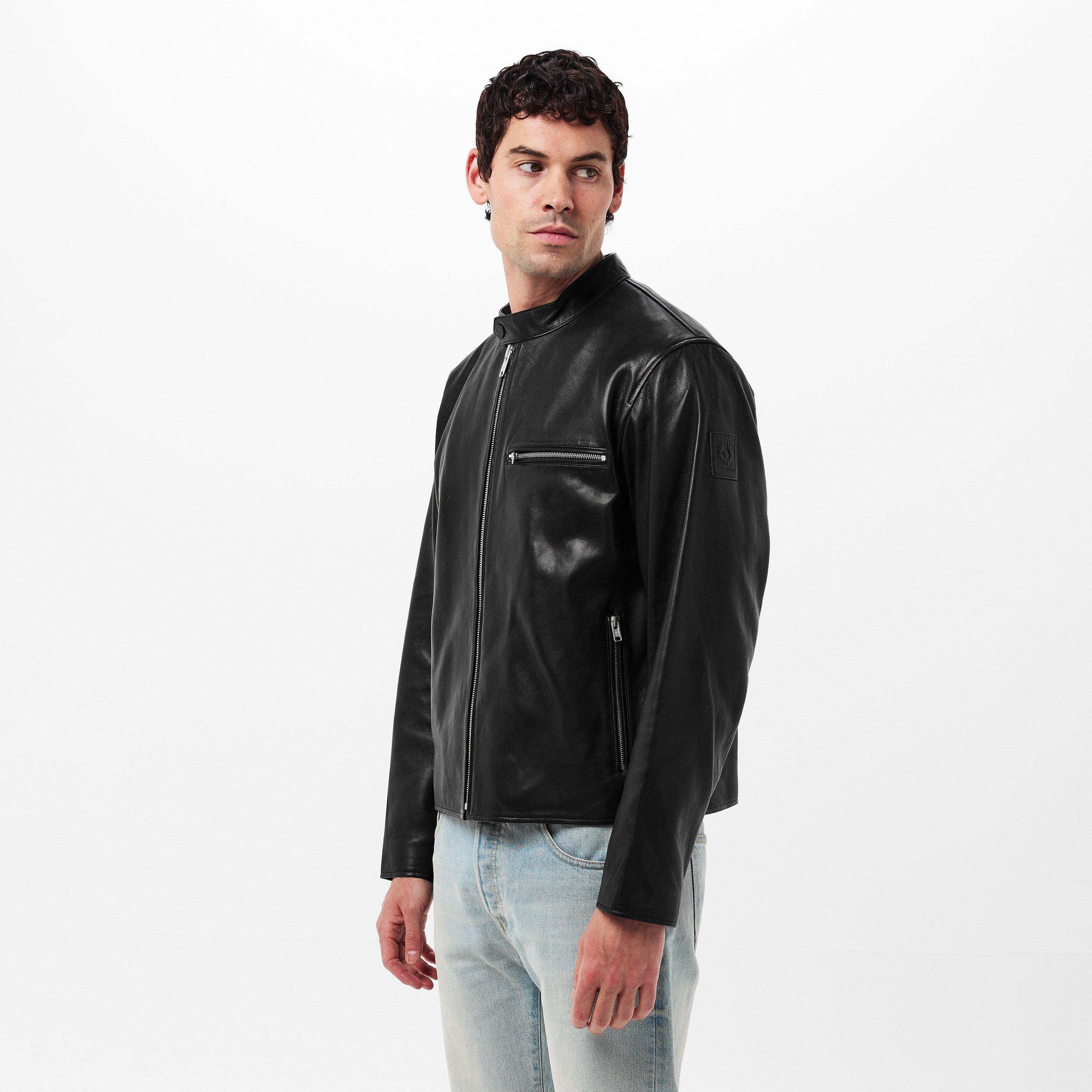 Black - Belstaff - Men's Track Racer Leather Tailored Fit Jacket - 3