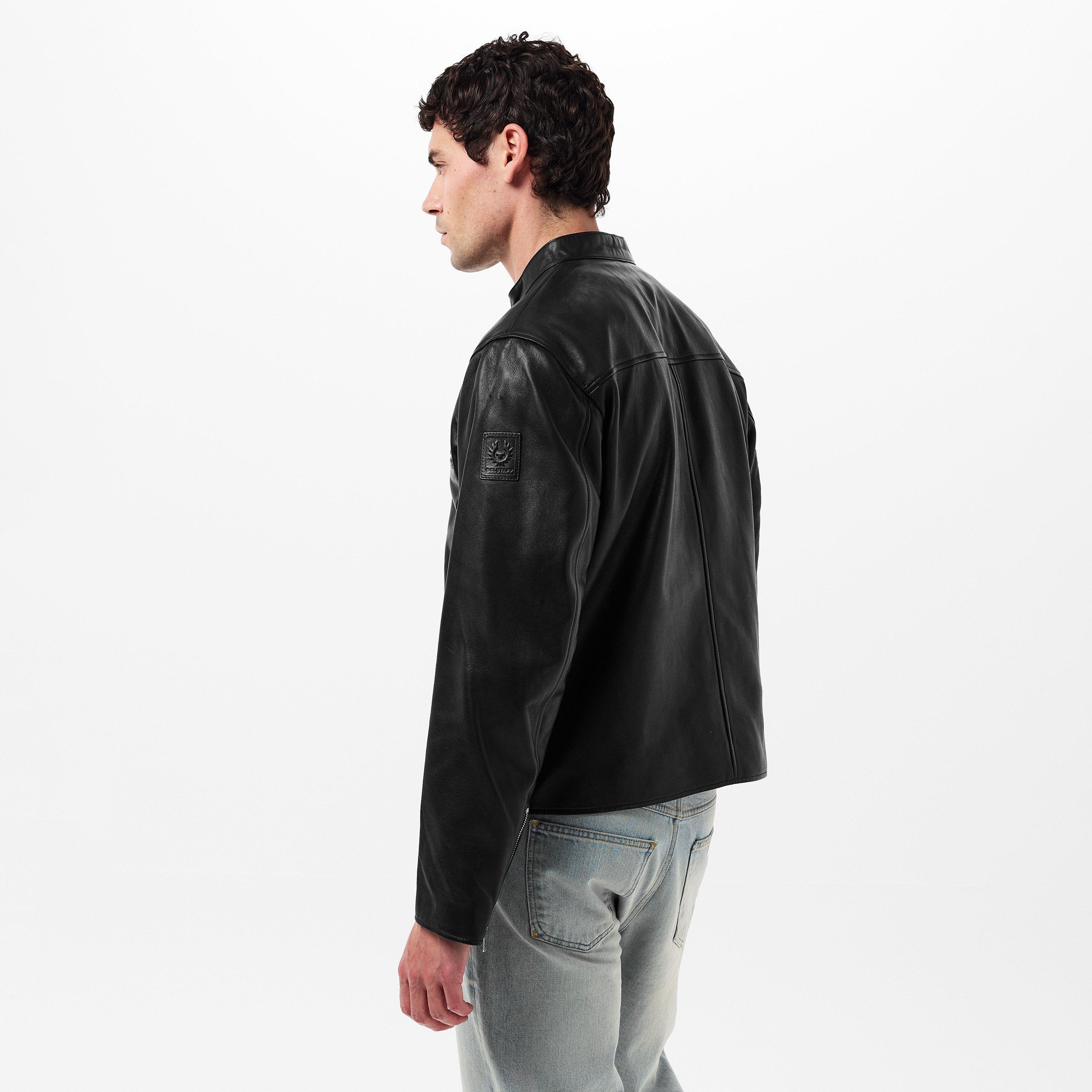 Black - Belstaff - Men's Track Racer Leather Tailored Fit Jacket - 4