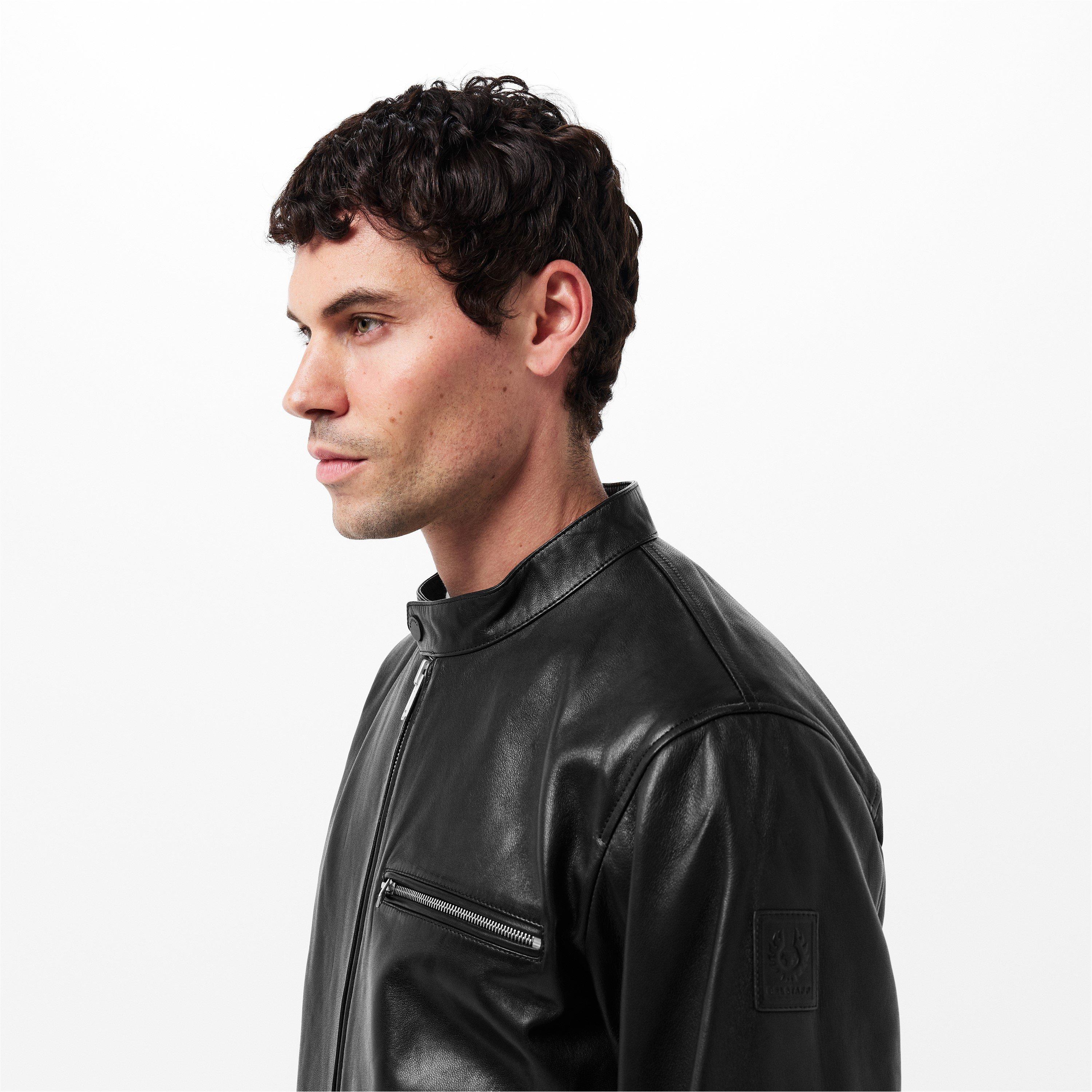 Black - Belstaff - Men's Track Racer Leather Tailored Fit Jacket - 5