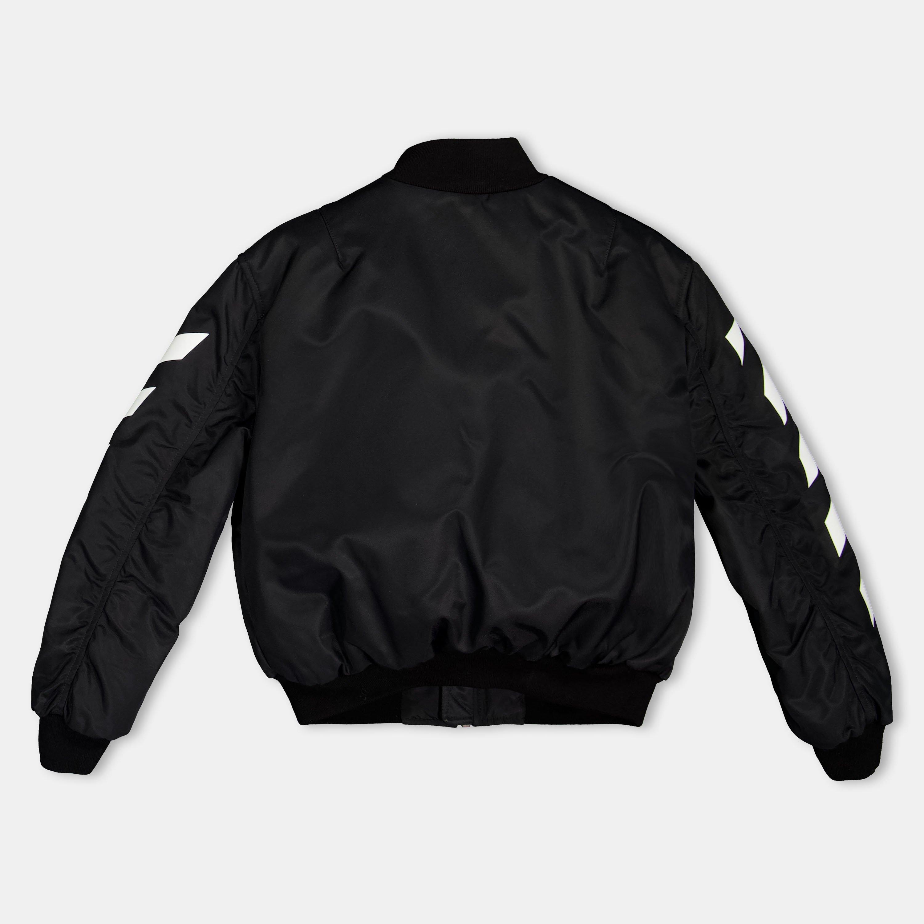 Negro/Blanco - Off White - Kids' Off-White Ribbed Trim Bomber Jacket - 2