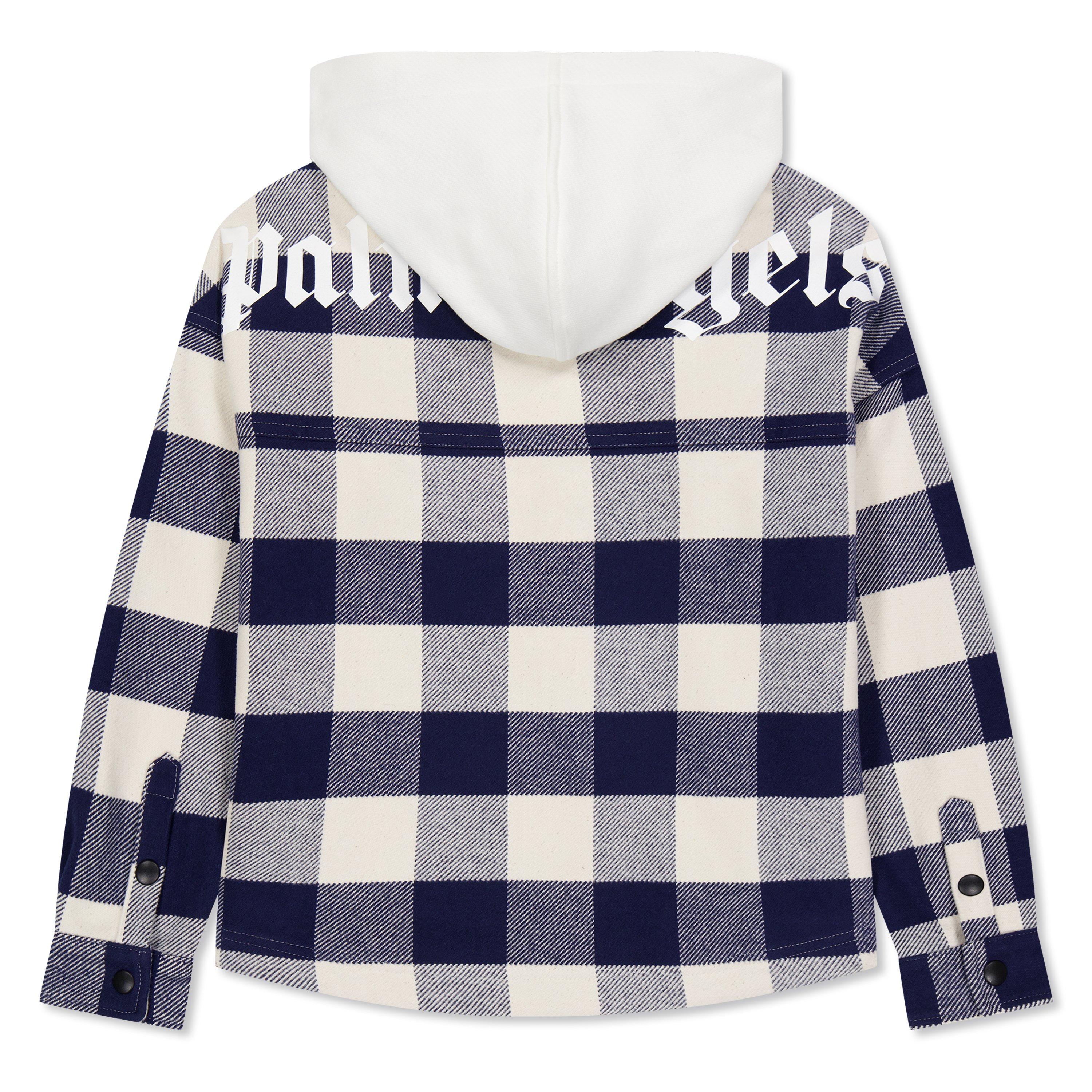 Blå/Hvid - Palm Angels - Kids' Check Hoodie Overshirt - 2