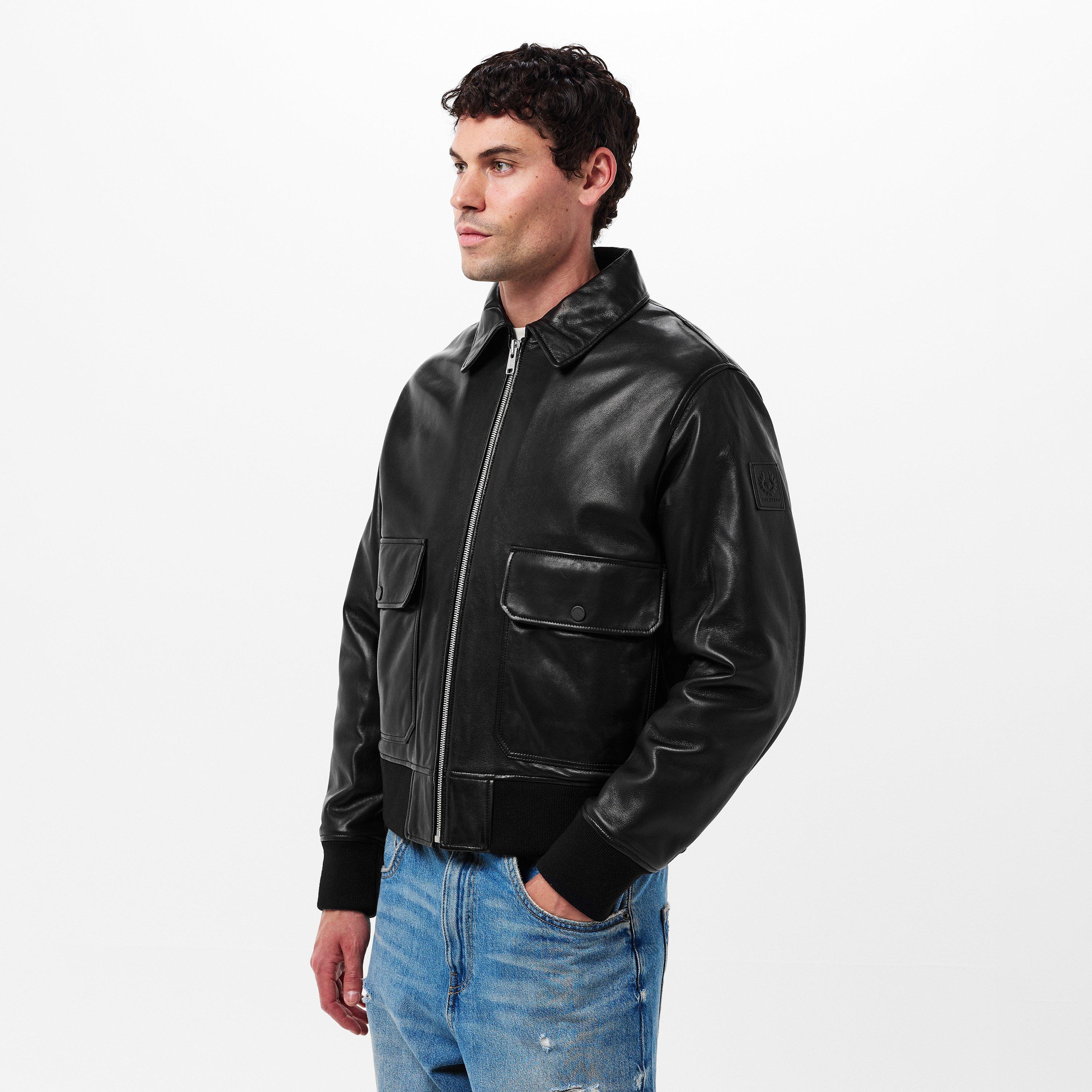 Black - Belstaff - Men's Pilot Leather Jacket - 3