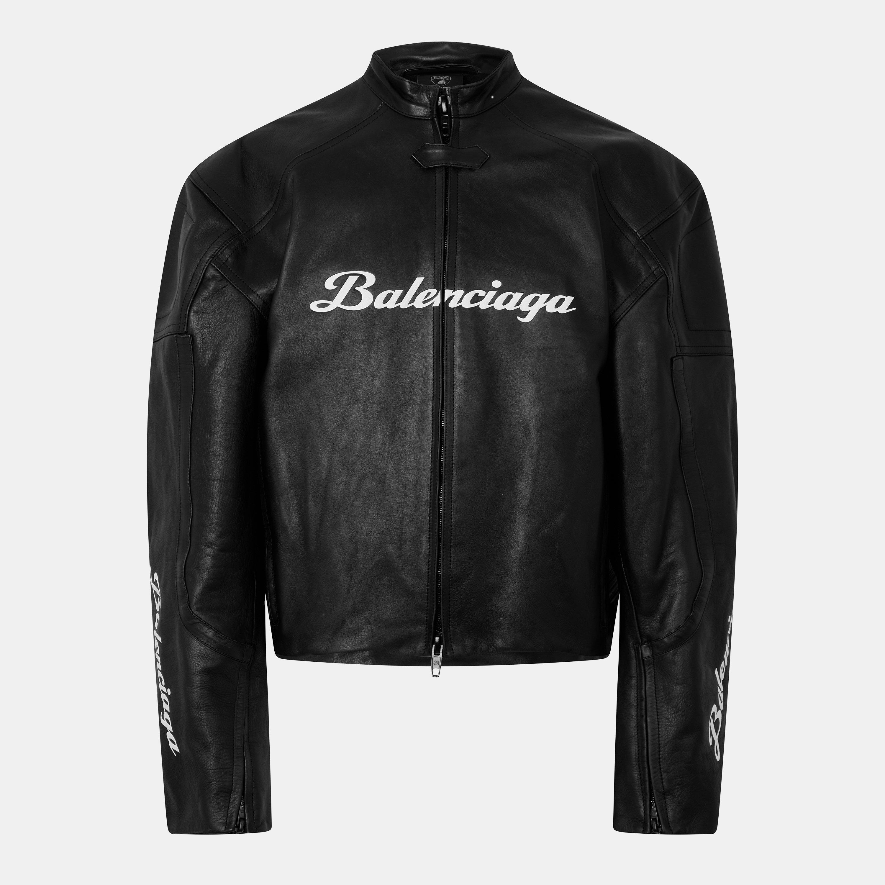 Black - Balenciaga - Men's Bal Lam Leather Biker Jacket - 1
