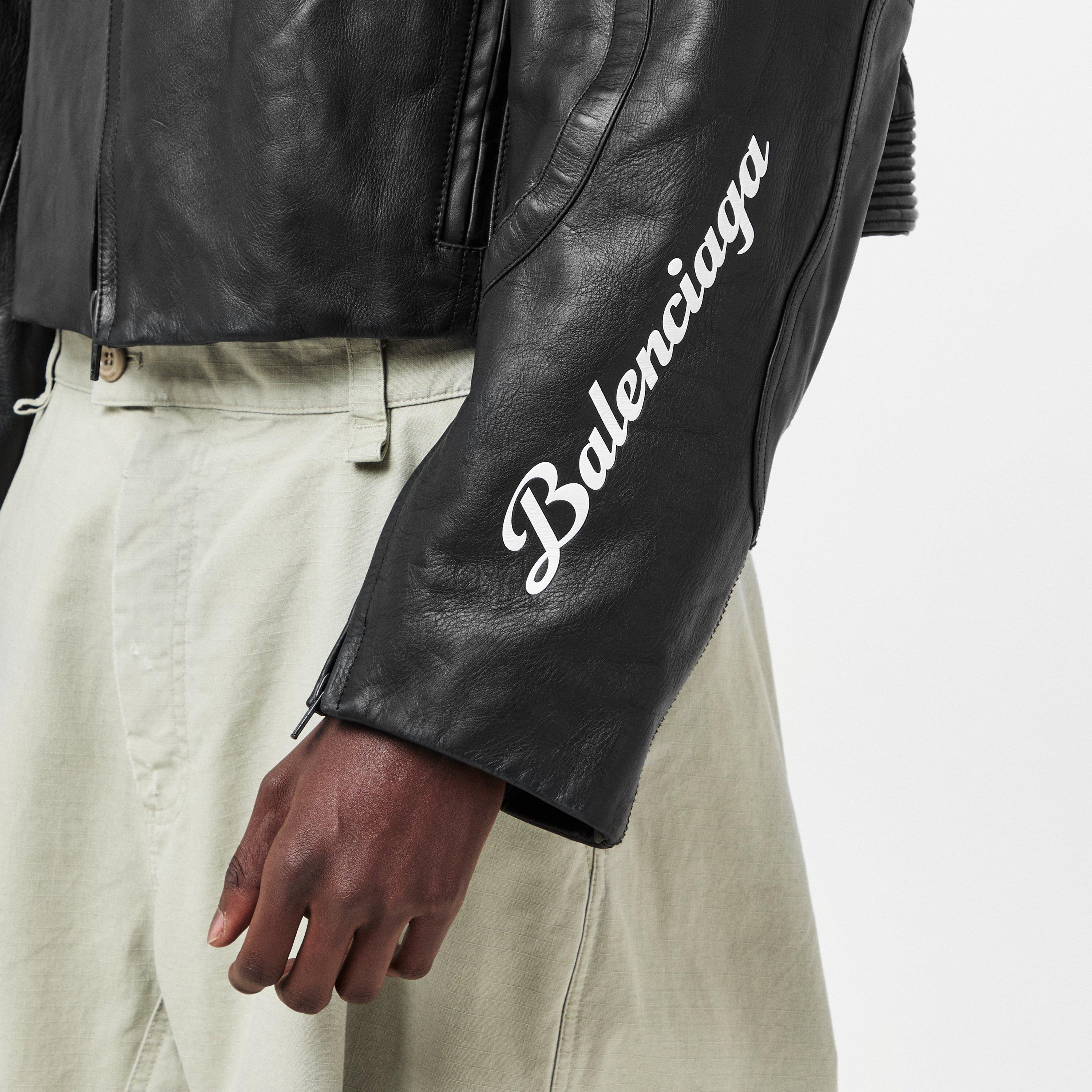 Balenciaga Men's Bal Lam Leather Biker Jacket | Cruise Fashion