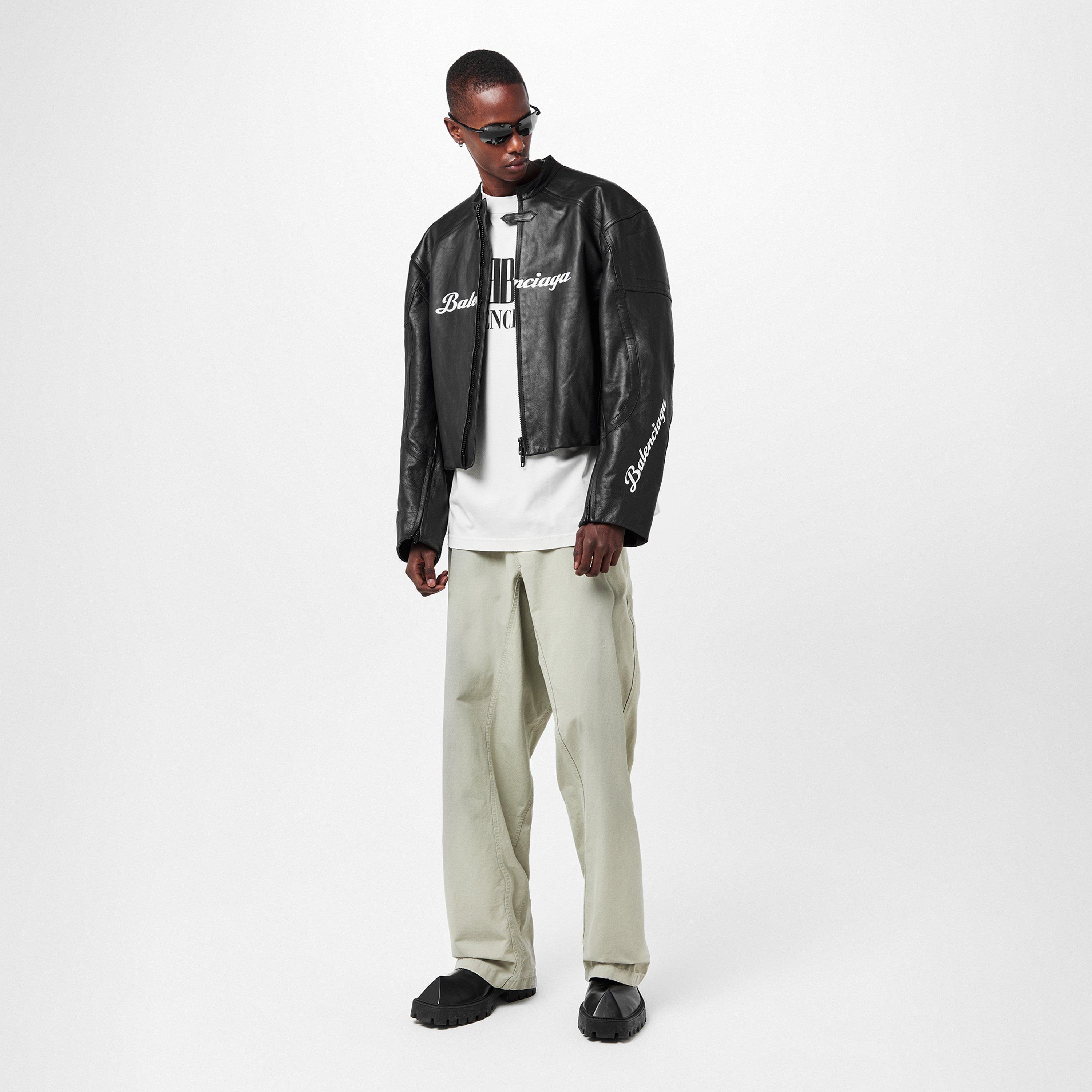 Balenciaga Men's Bal Lam Leather Biker Jacket | Cruise Fashion
