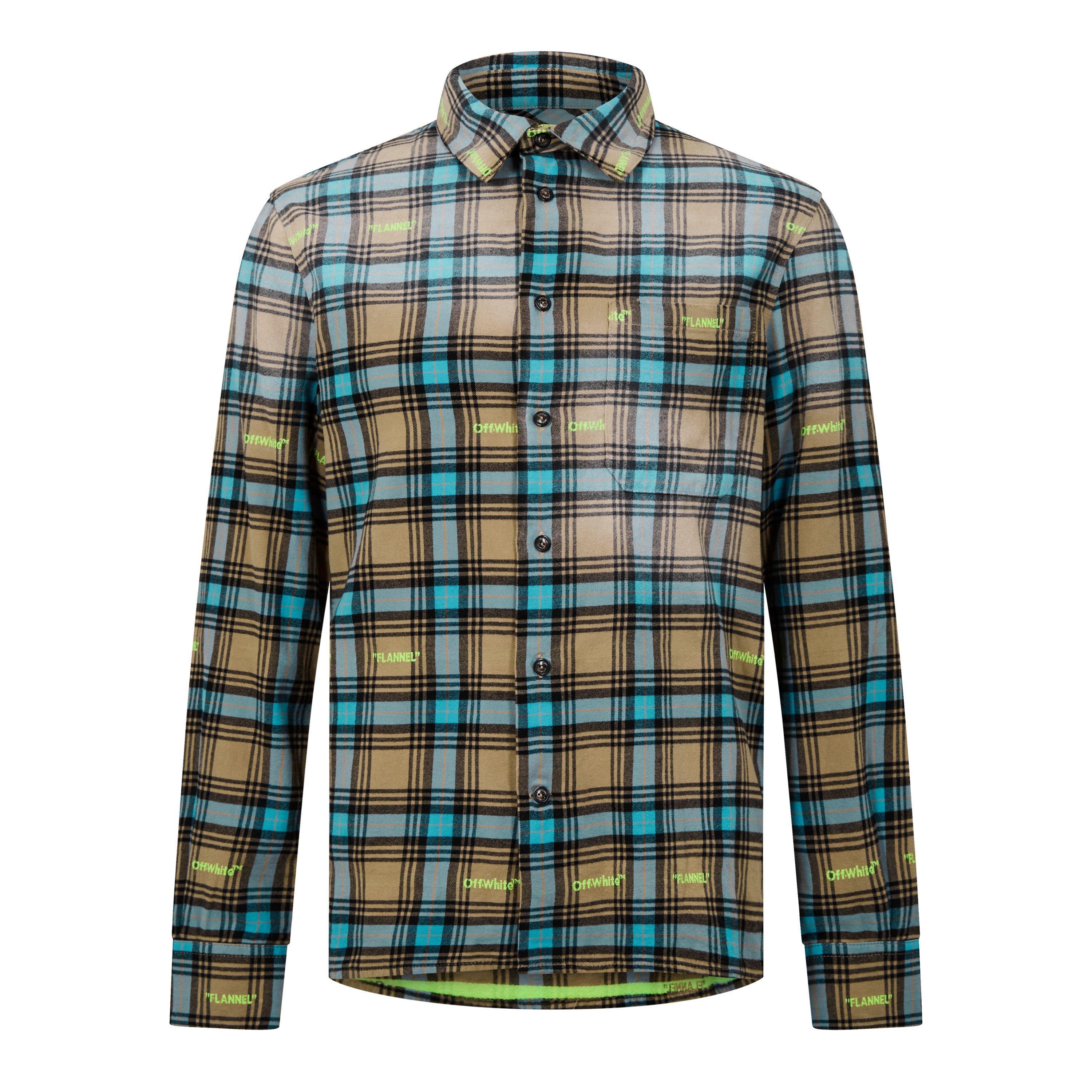 Camel - Off White - Men's Helvet Check Pattern Relaxed Fit Overshirt - 1