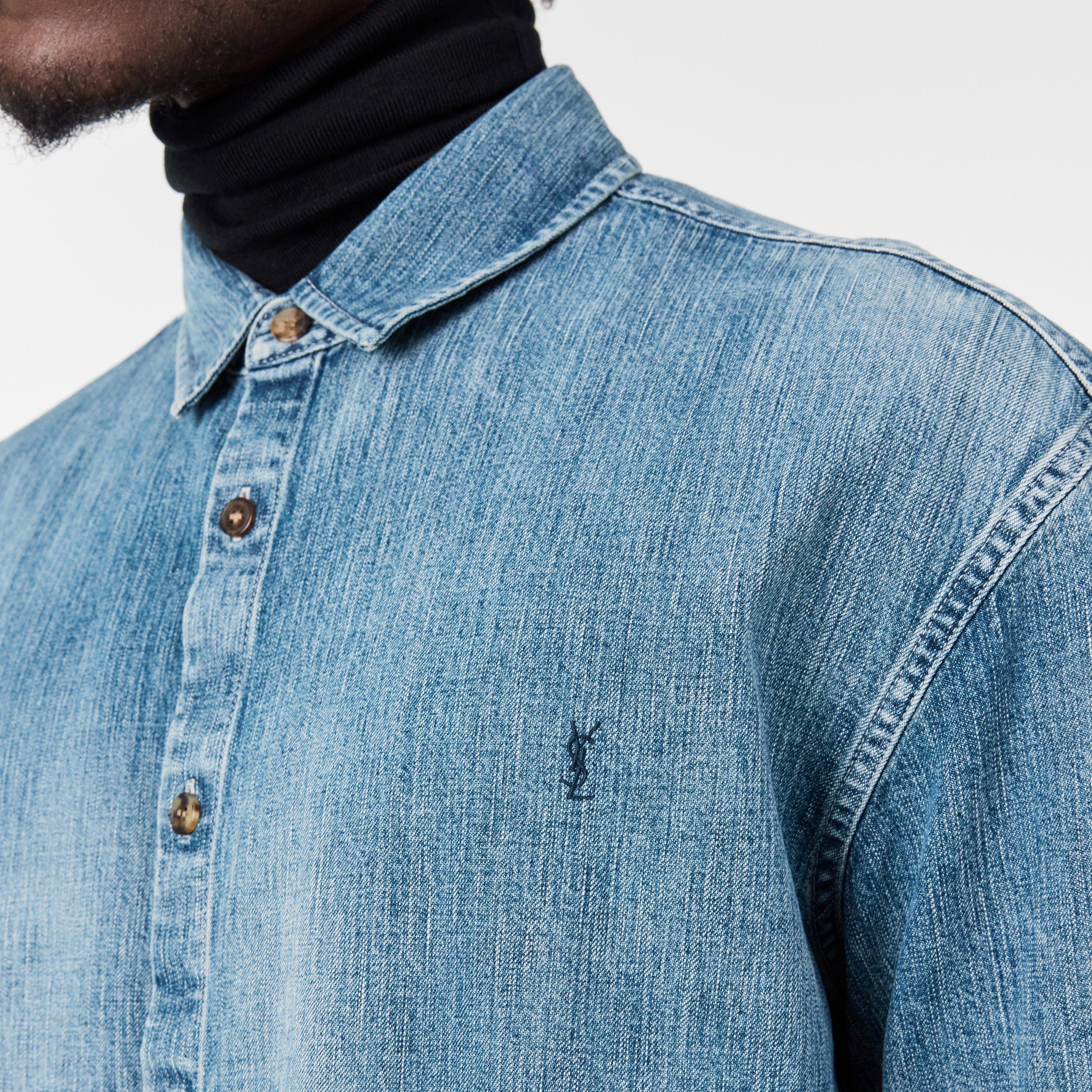 Blue - Saint Laurent - Men's Structured Overshirt - 5