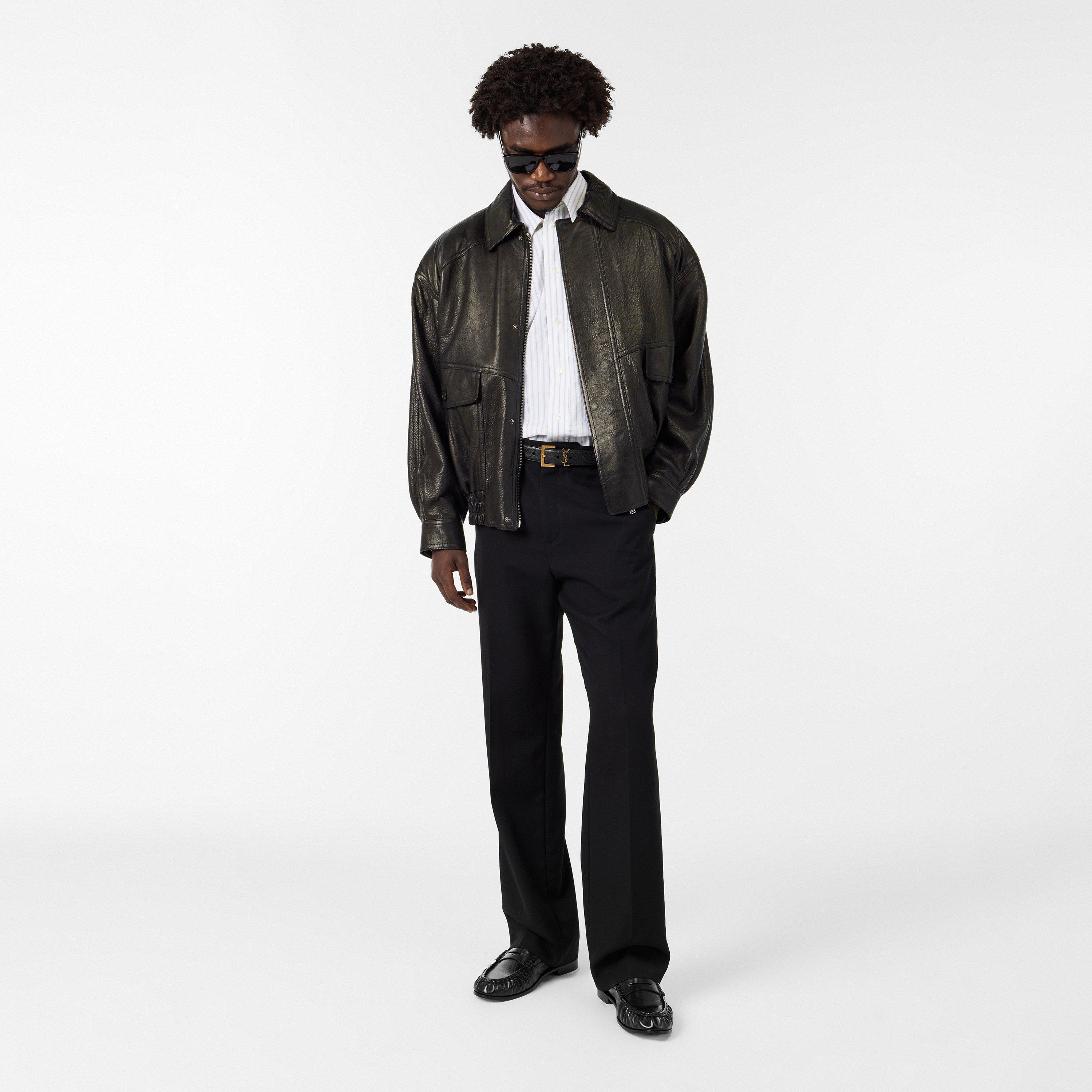 Black - Saint Laurent - Men's  Leather Slim Fit Jacket - 6