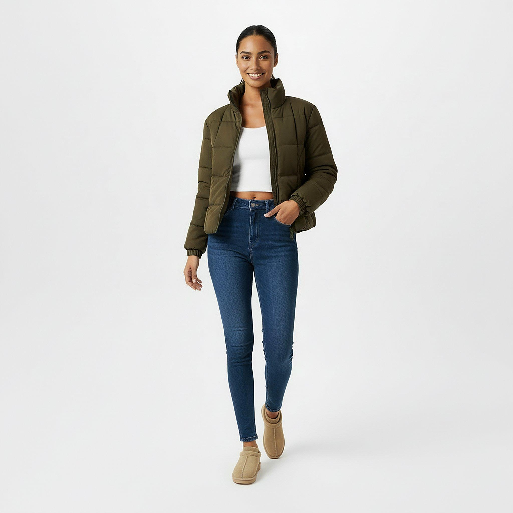 Khaki - Jack Wills - Women's Short Boxy Puffer Jacket - 5