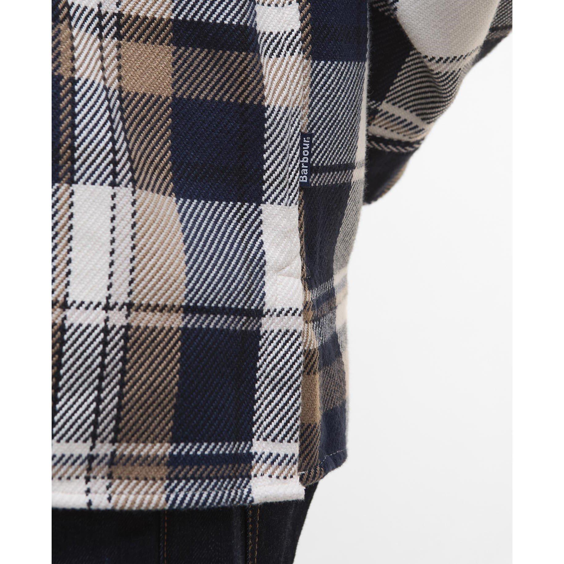 Navy NY91 - Barbour - Men's Grasmoor Check Pattern Corduroy Collar Long Sleeve Overshirt - 5