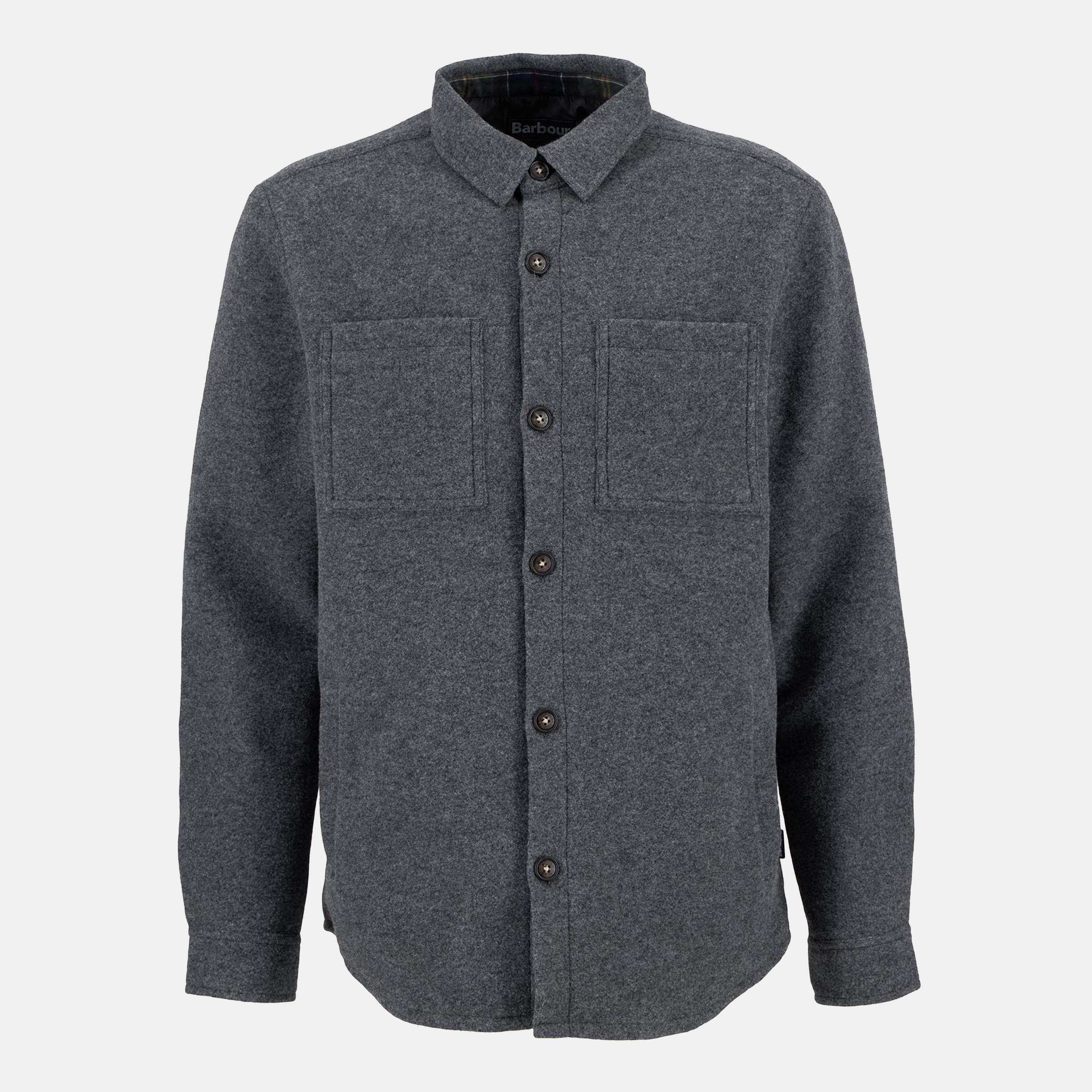 Barbour Men's Marlow Wool Long Sleeve Overshirt - Grey Marl Gy17 - L
