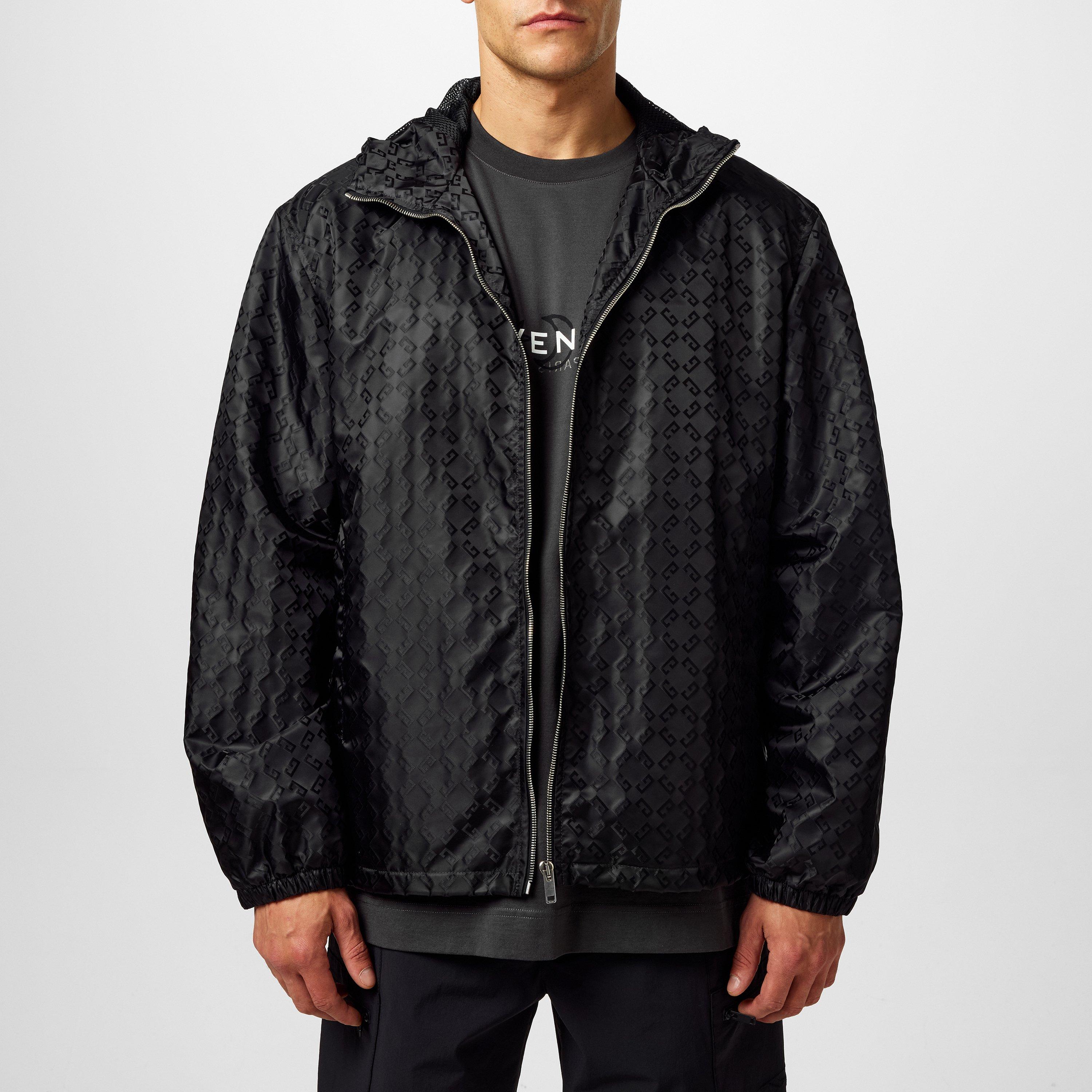 Black - GIVENCHY - Men's 4G Monogram Wind Resistant Hooded Long Sleeve Windbreaker - 1