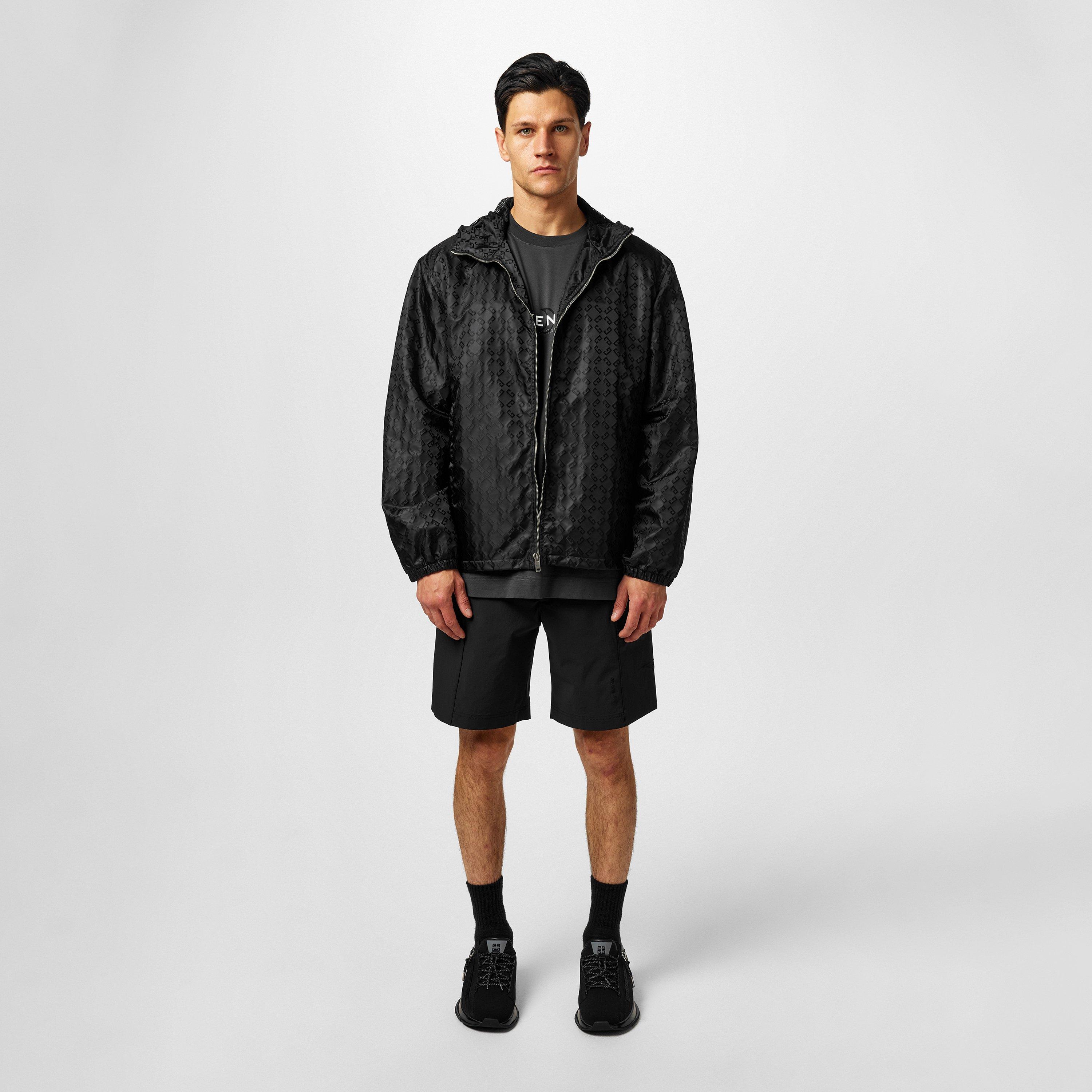 Black - GIVENCHY - Men's 4G Monogram Wind Resistant Hooded Long Sleeve Windbreaker - 4