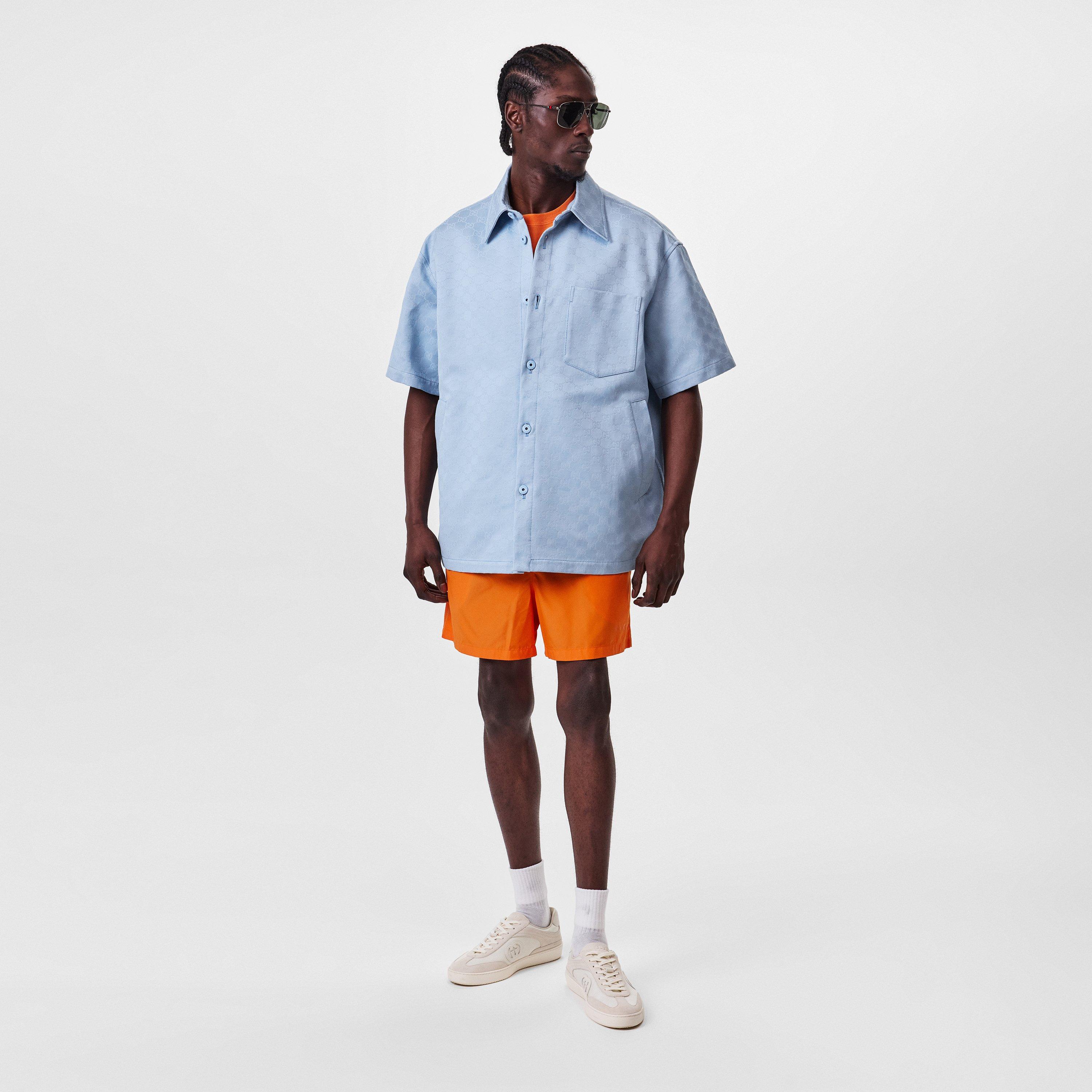 Baby Blue - Gucci - Men's  Oversized GG Cotton Short Sleeve Oversized Fit Overshirt - 6