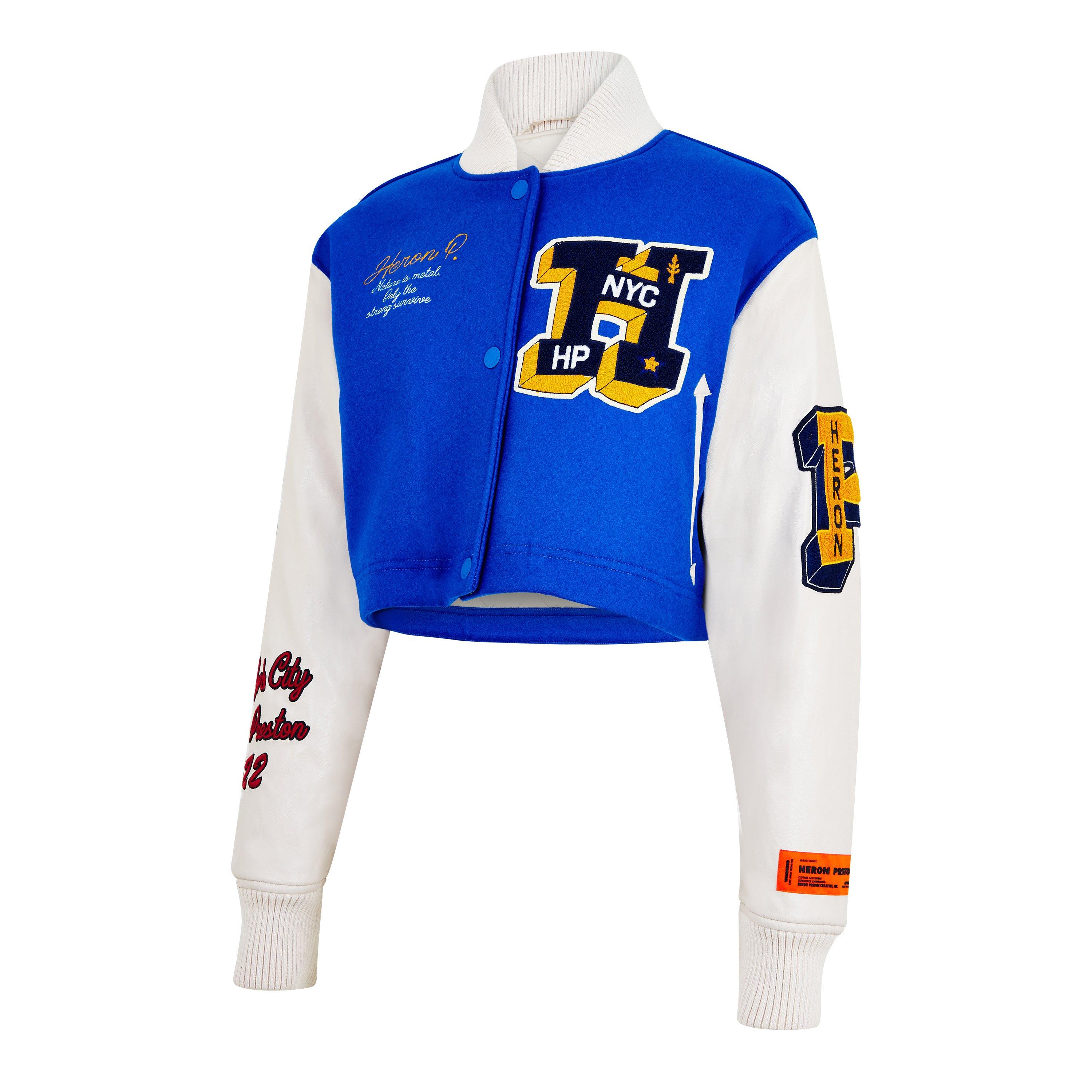 Blue/Yellow - Heron Preston - Women's Patch Varsity Jacket - 3