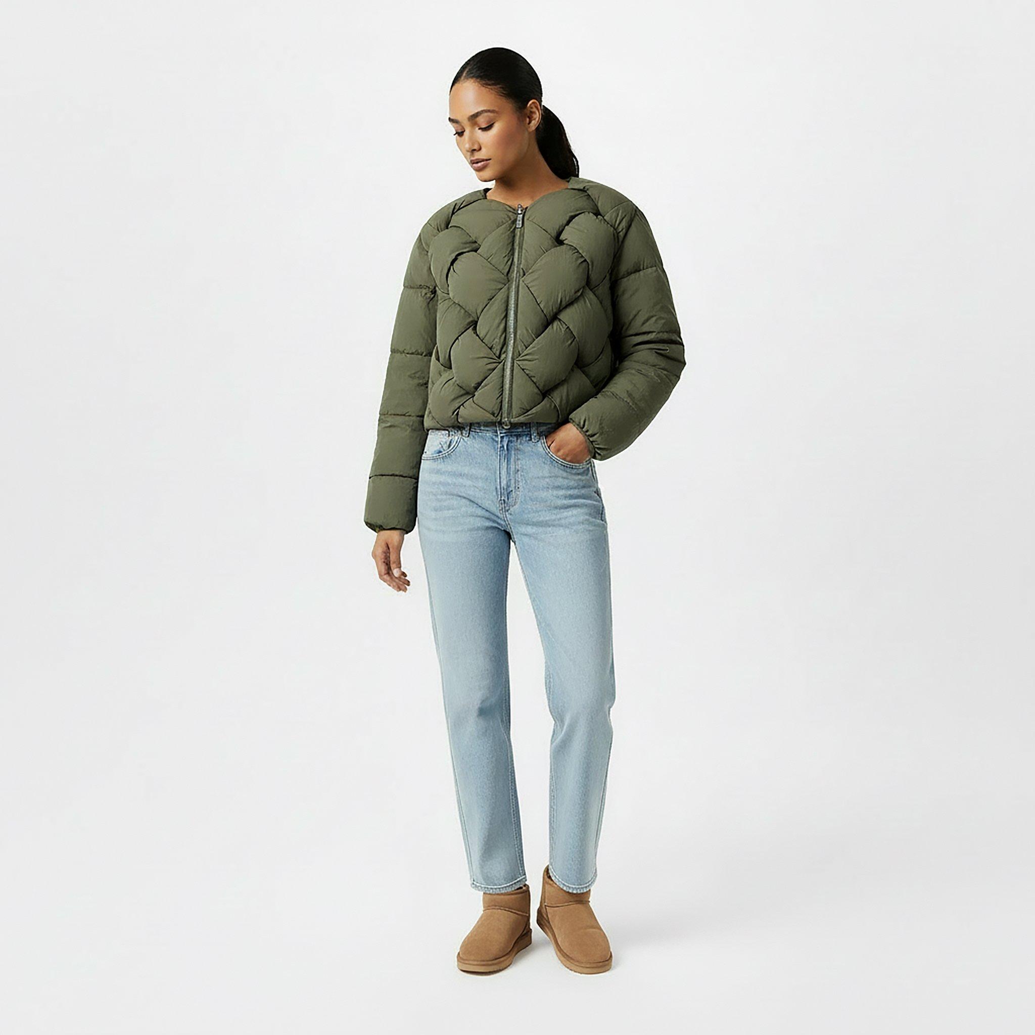 Light Khaki - Jack Wills - Women's Interwoven Quilted Short Puffer Jacket - 5