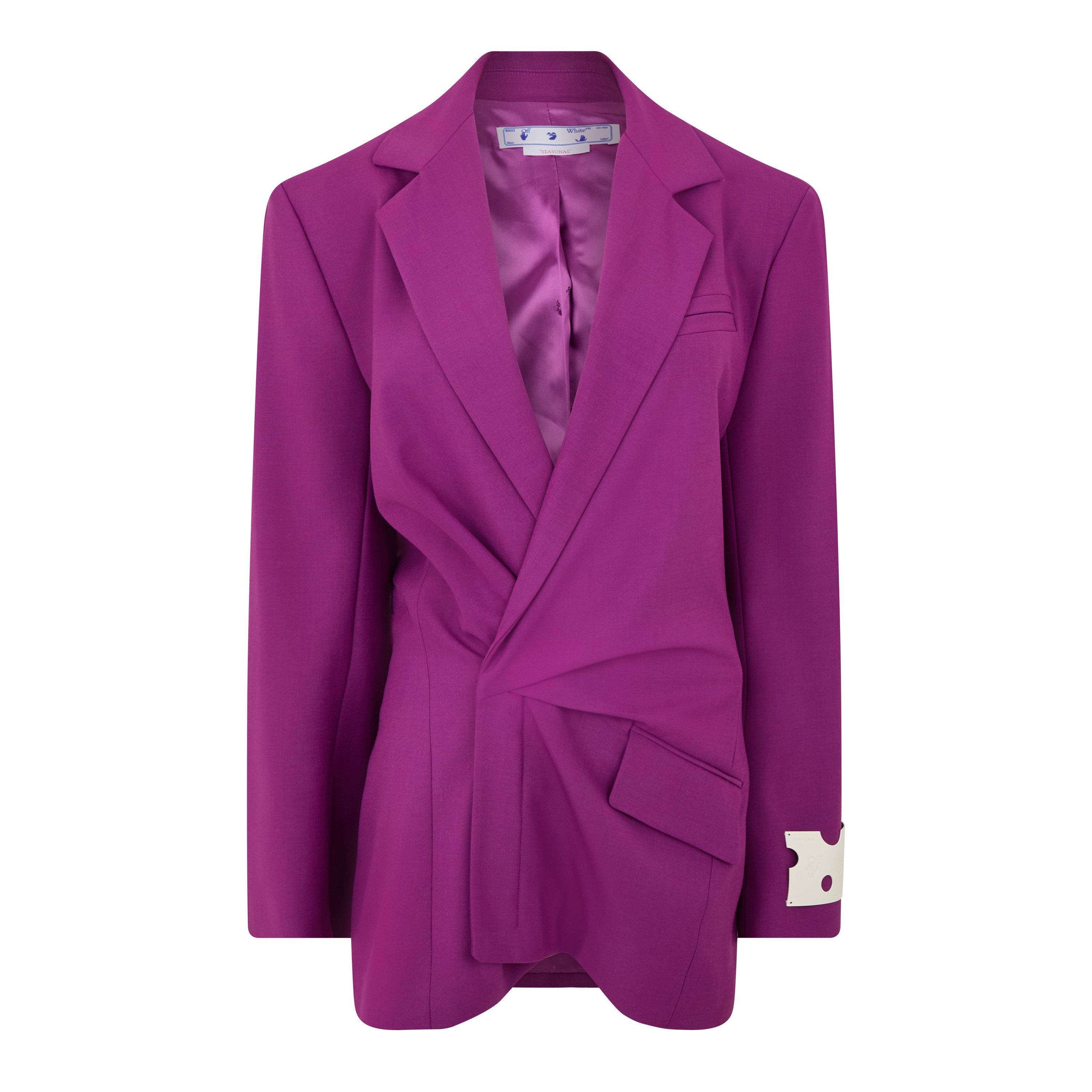 Off White Women's Short Blazer Dress with Contrasting Logo Patch