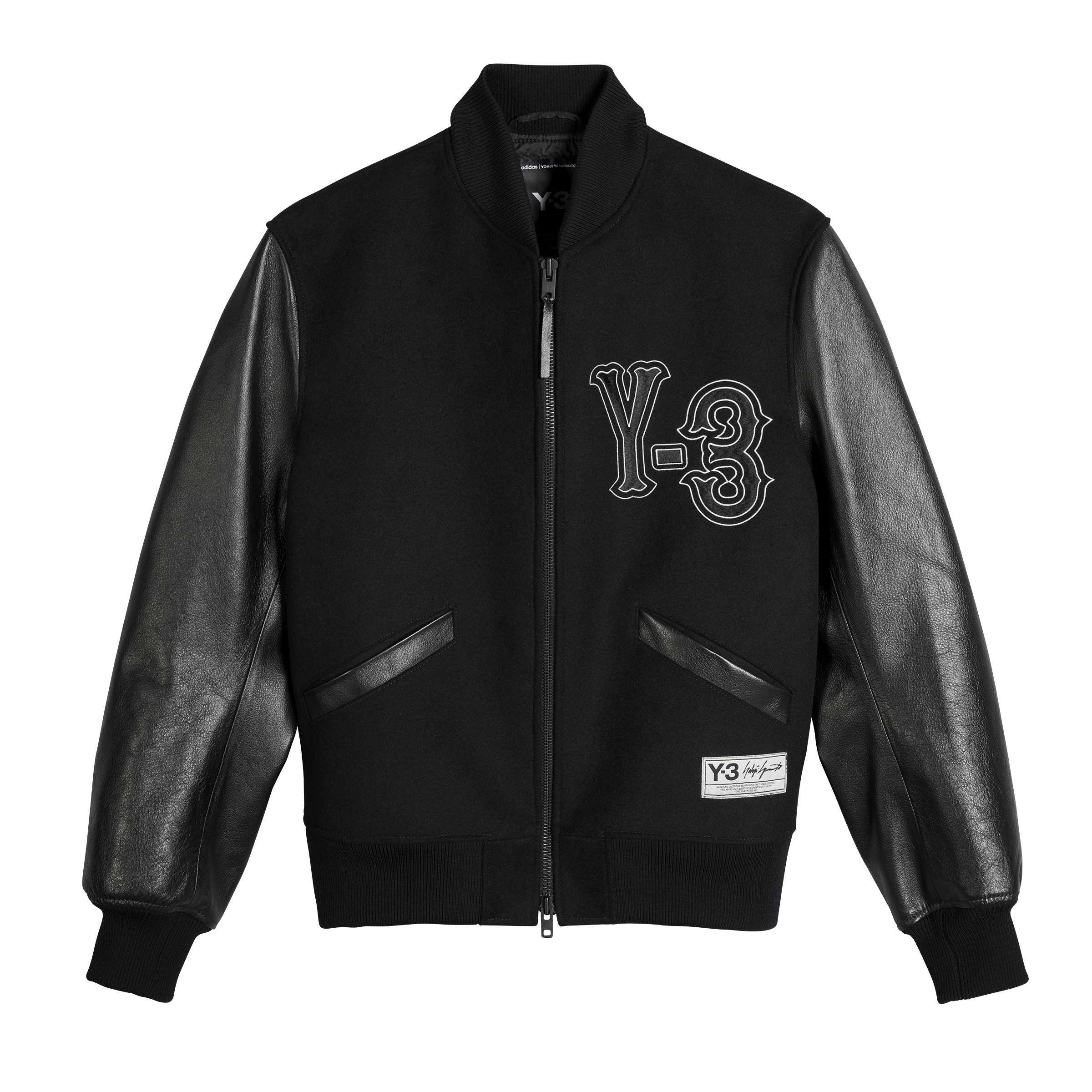 Black - Y3 - Mens Leather Collegiate Jacket - 1