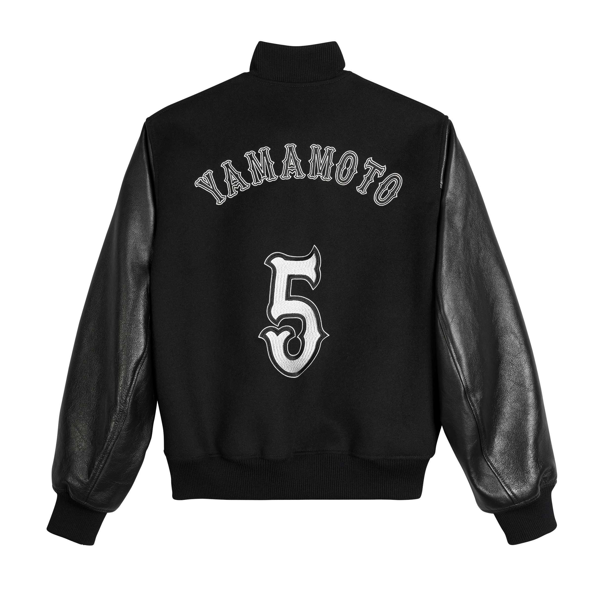 Black - Y3 - Mens Leather Collegiate Jacket - 2