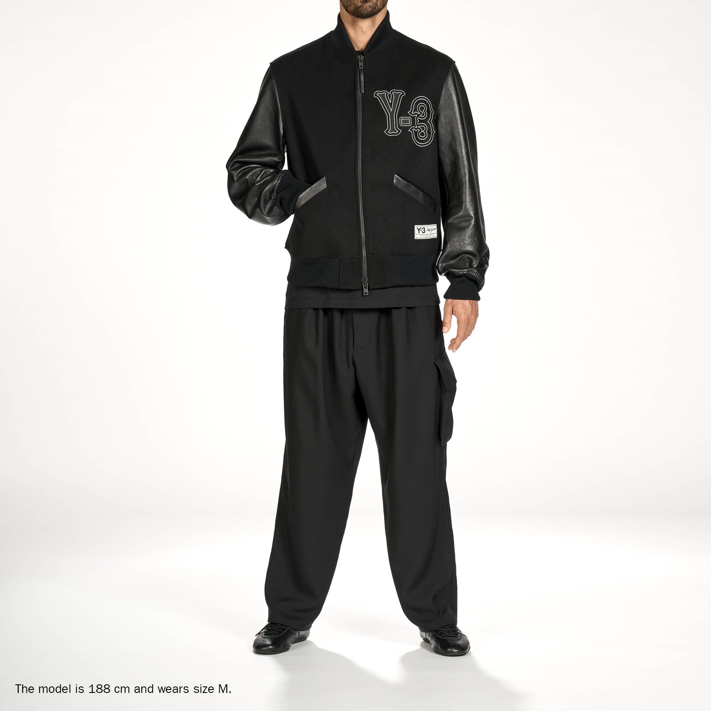 Black - Y3 - Mens Leather Collegiate Jacket - 3