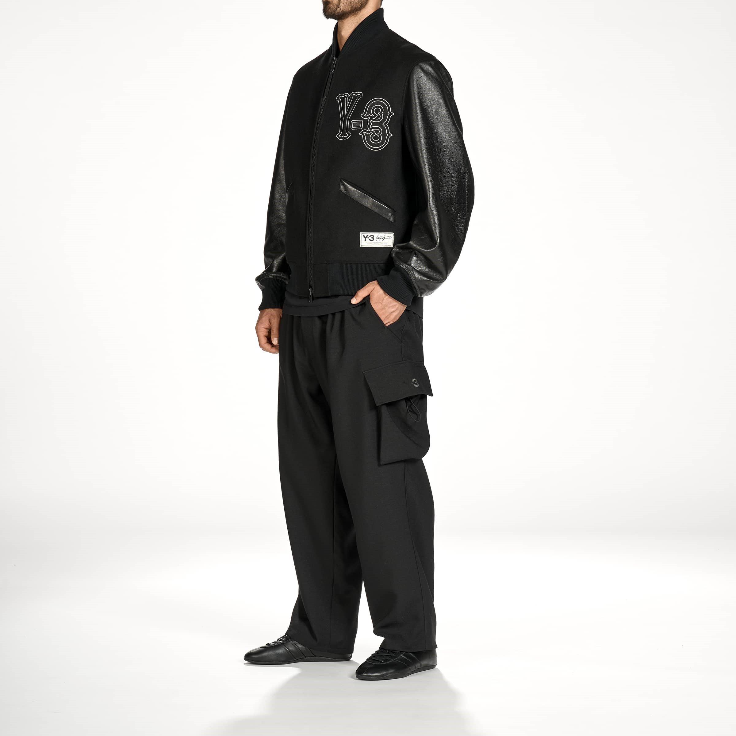 Black - Y3 - Mens Leather Collegiate Jacket - 7